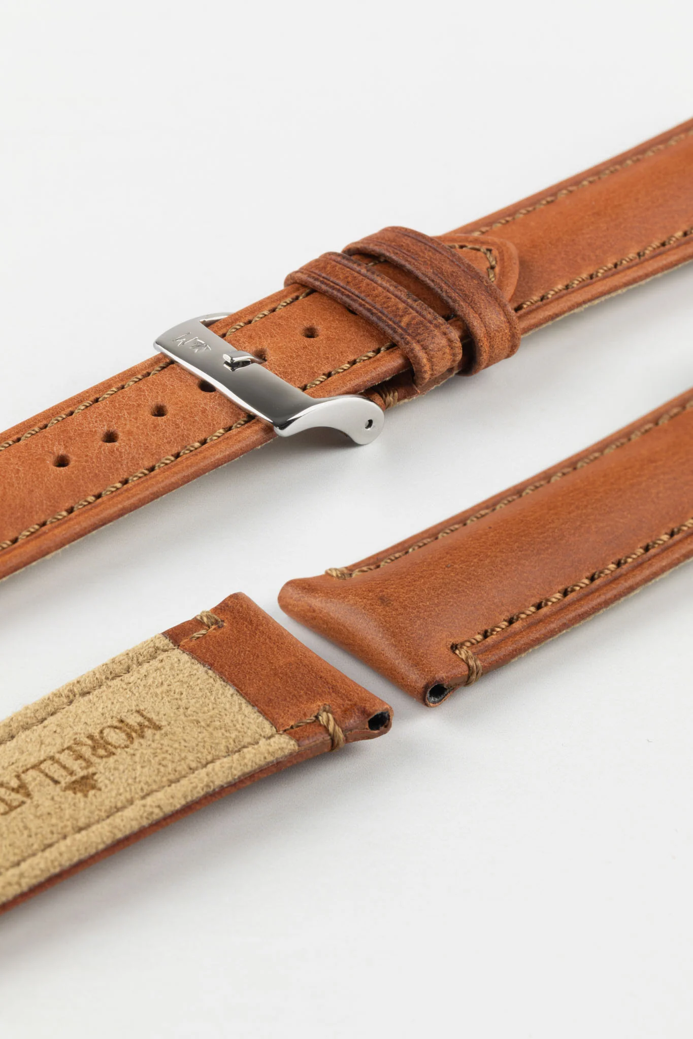 Morellato DERAIN Smooth Calfskin Leather Watch Strap in GOLD BROWN - Image 6