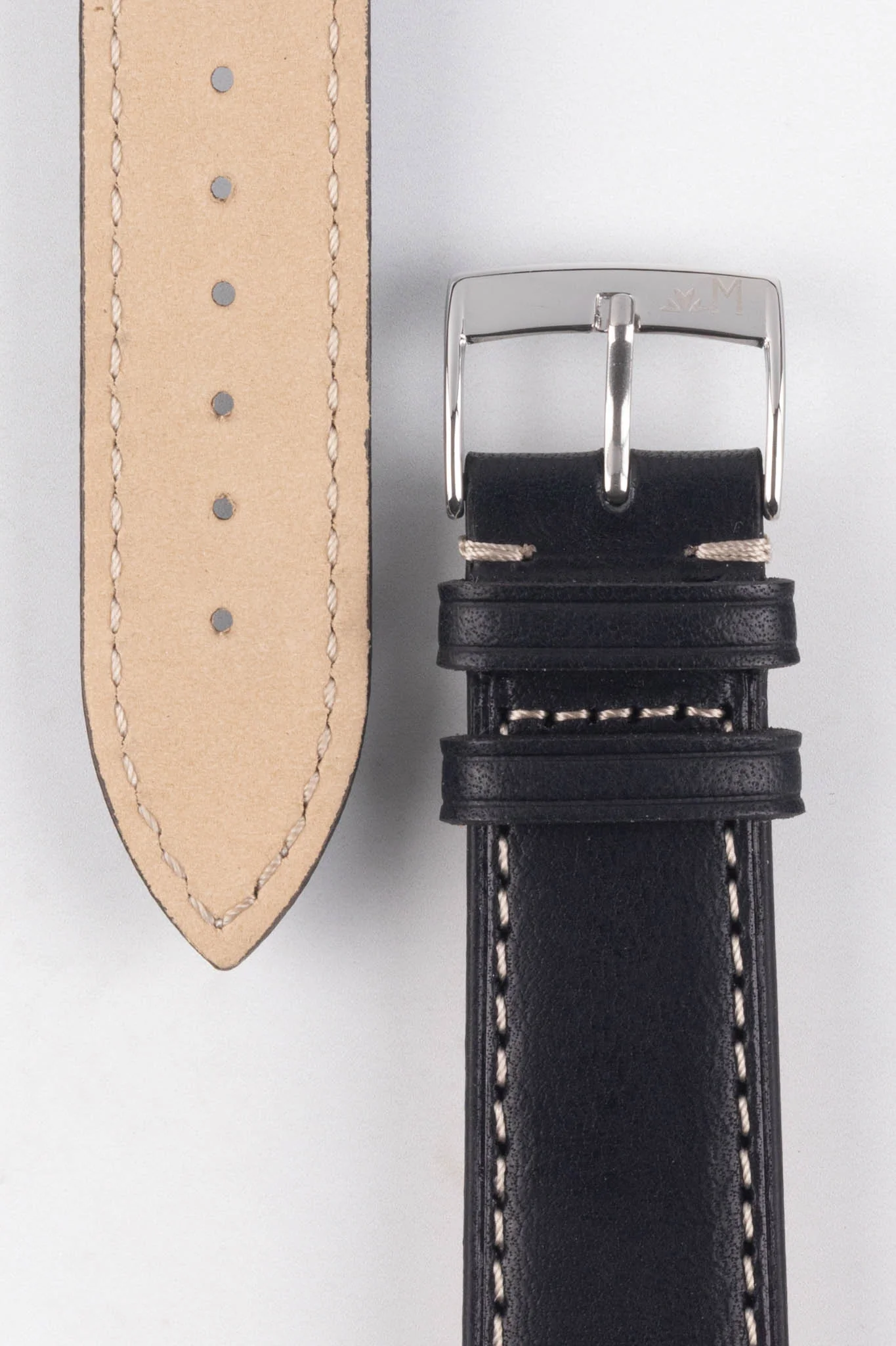Morellato EL GRECO Calfskin Leather Watch Strap in BLACK - Image 3