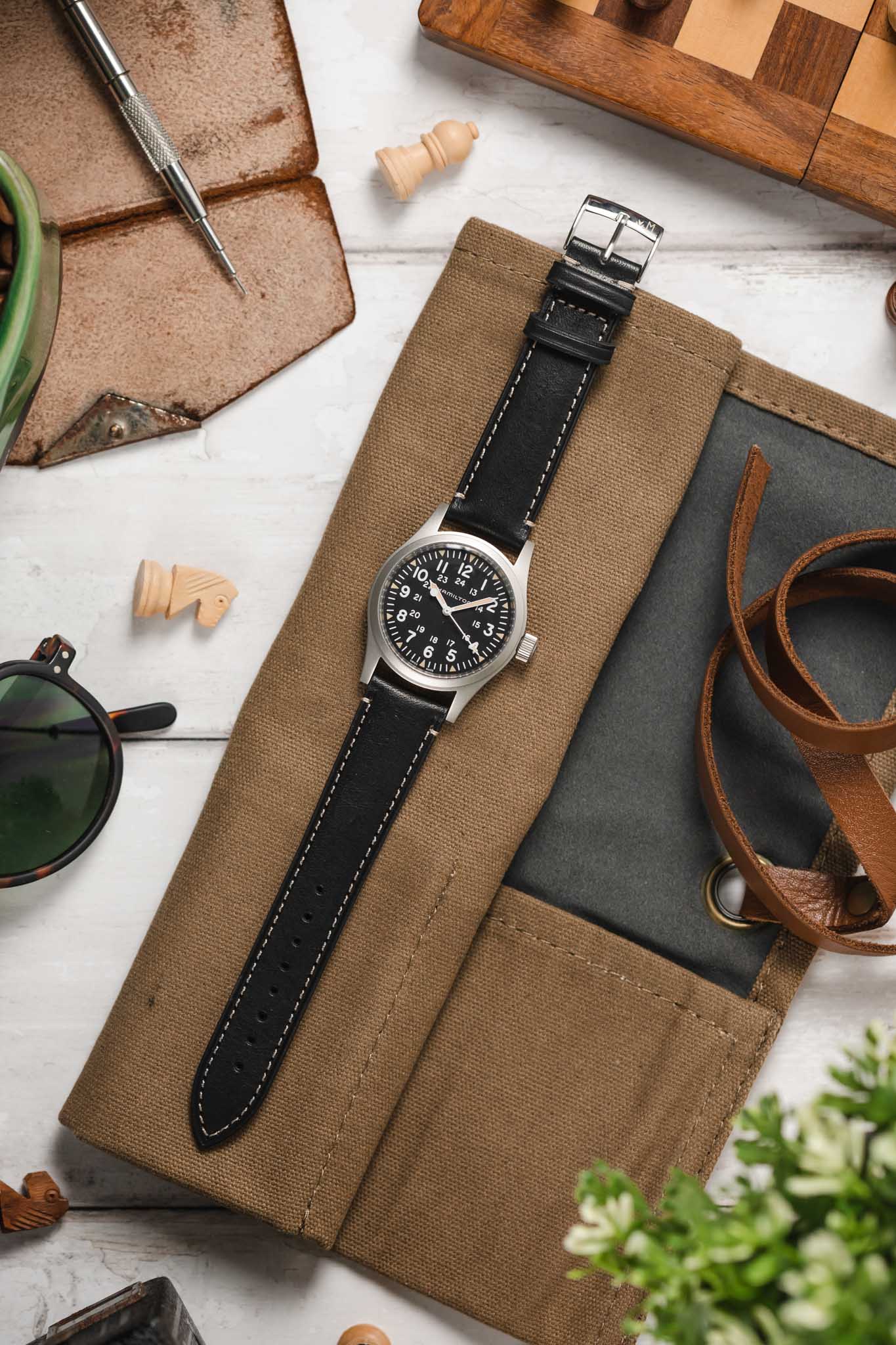 Morellato EL GRECO Calfskin Leather Watch Strap in BLACK - Image 6