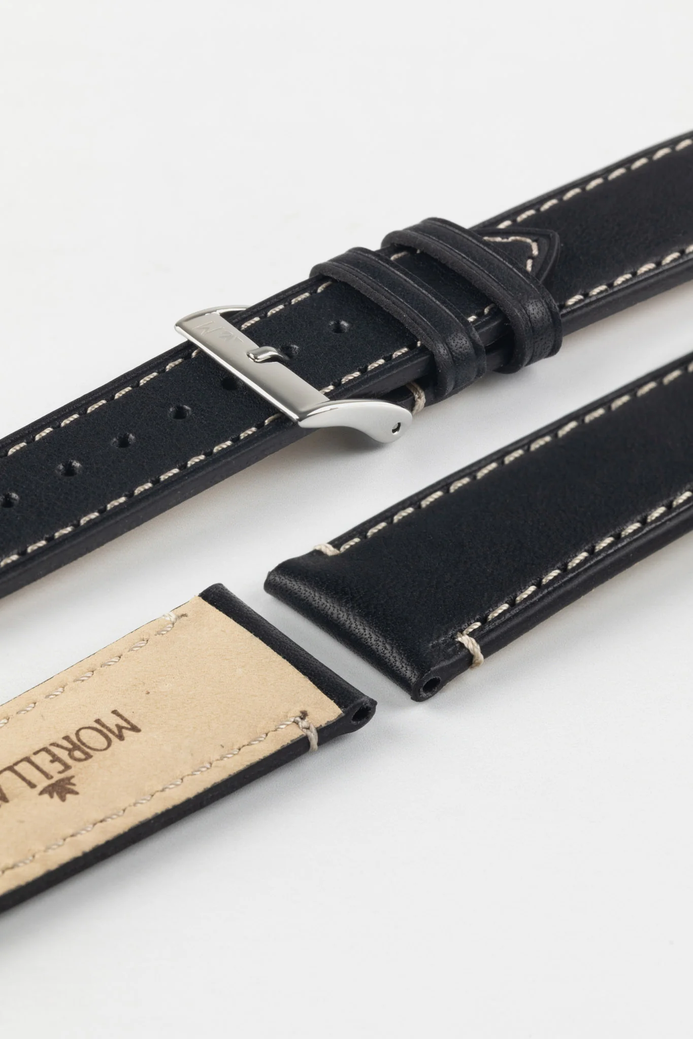 Morellato EL GRECO Calfskin Leather Watch Strap in BLACK - Image 7