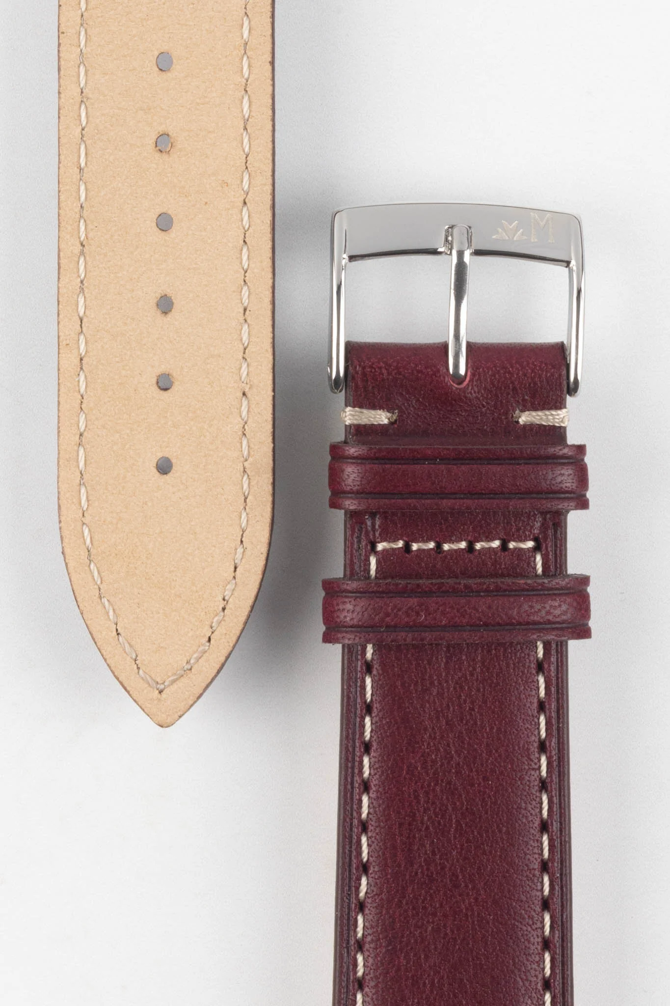 Morellato EL GRECO Calfskin Leather Watch Strap in BURGUNDY - Image 3