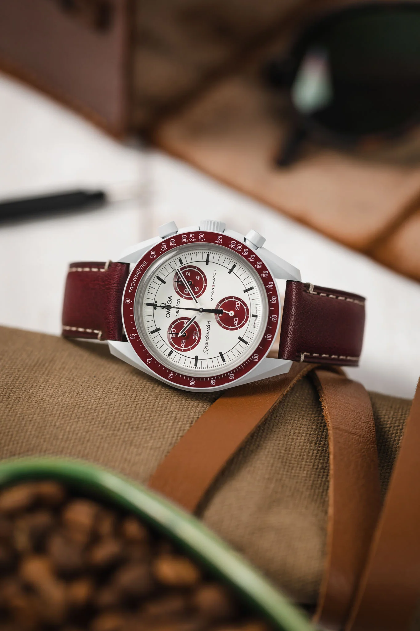 Morellato EL GRECO Calfskin Leather Watch Strap in BURGUNDY - Image 4