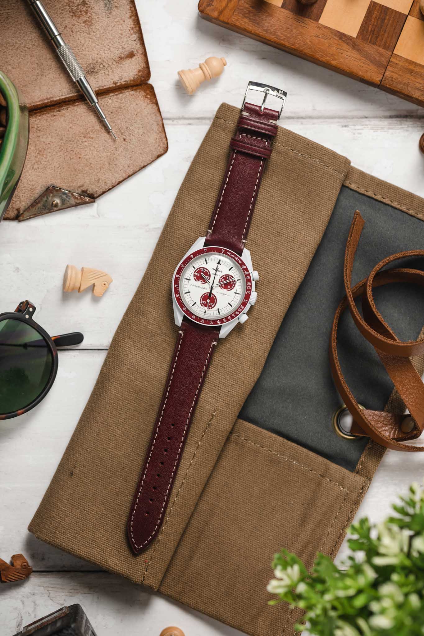 Morellato EL GRECO Calfskin Leather Watch Strap in BURGUNDY - Image 6