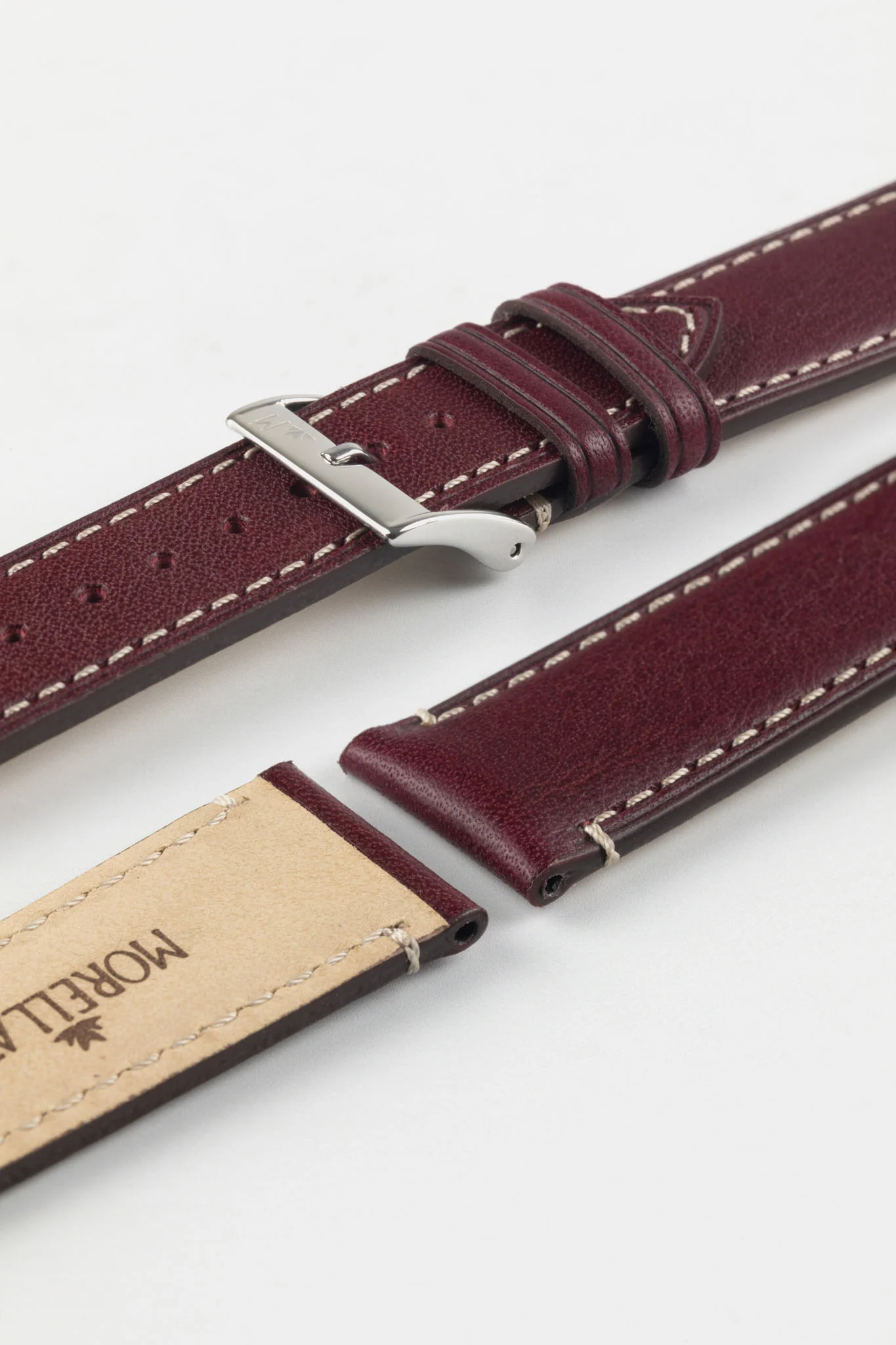 Morellato EL GRECO Calfskin Leather Watch Strap in BURGUNDY - Image 7