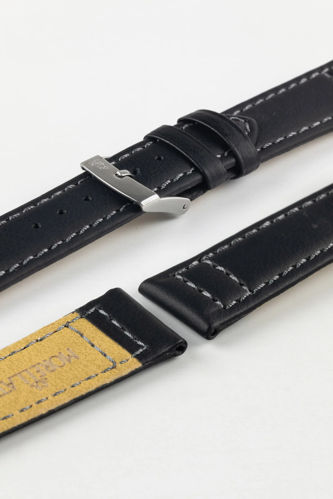 Morellato GINEPRO Buffalo-Grain Vegan Leather Watch Strap in BLACK - Image 6