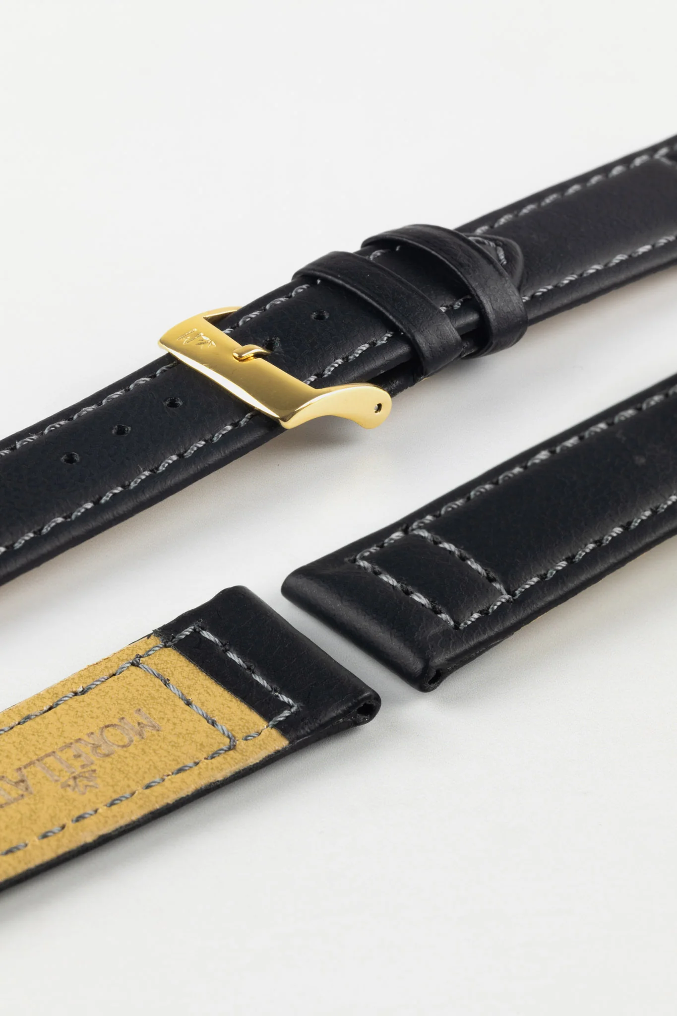 Morellato GINEPRO Buffalo-Grain Vegan Leather Watch Strap in BLACK - Image 7
