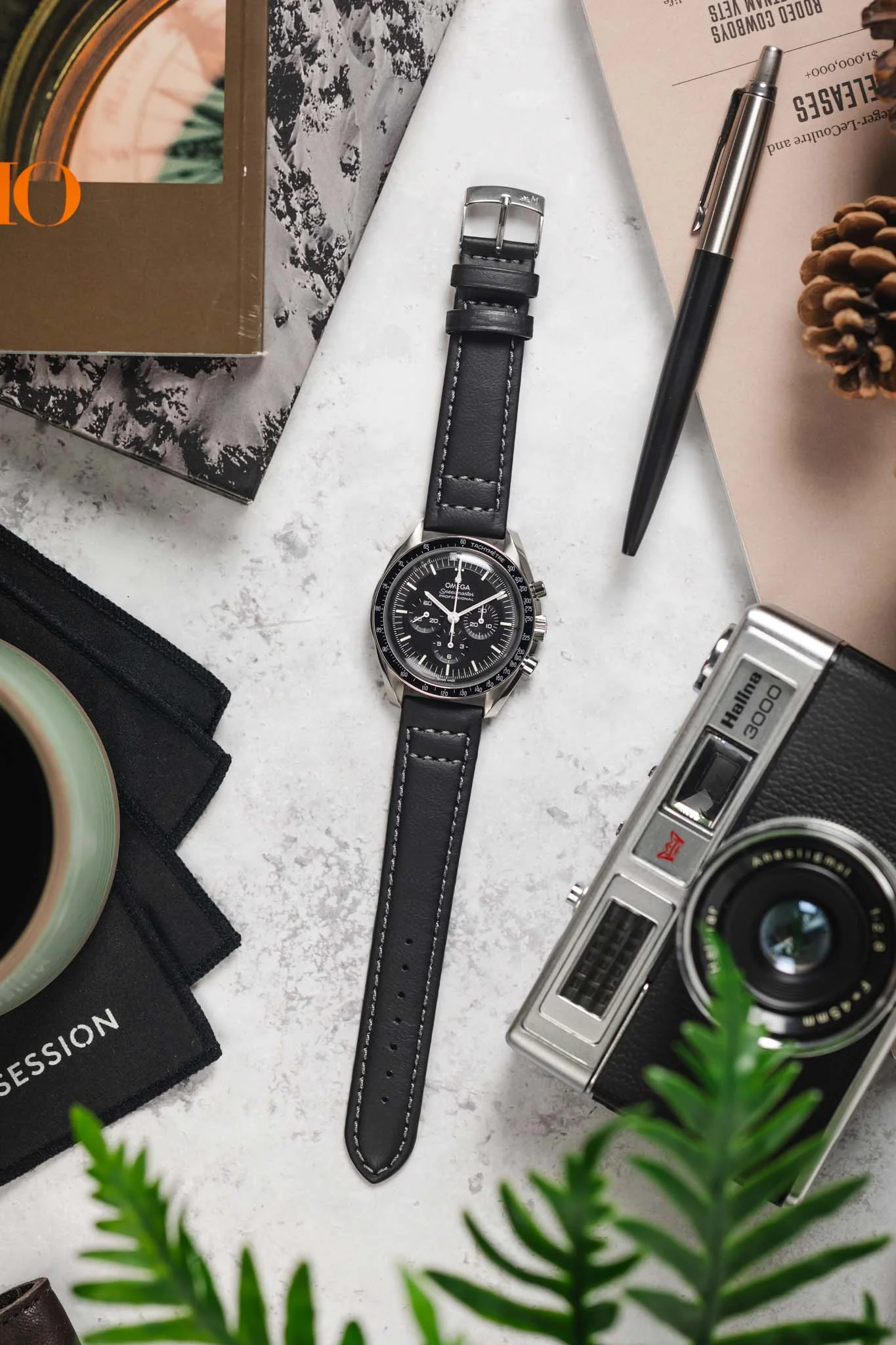 Morellato GINEPRO Buffalo-Grain Vegan Leather Watch Strap in BLACK - Image 8
