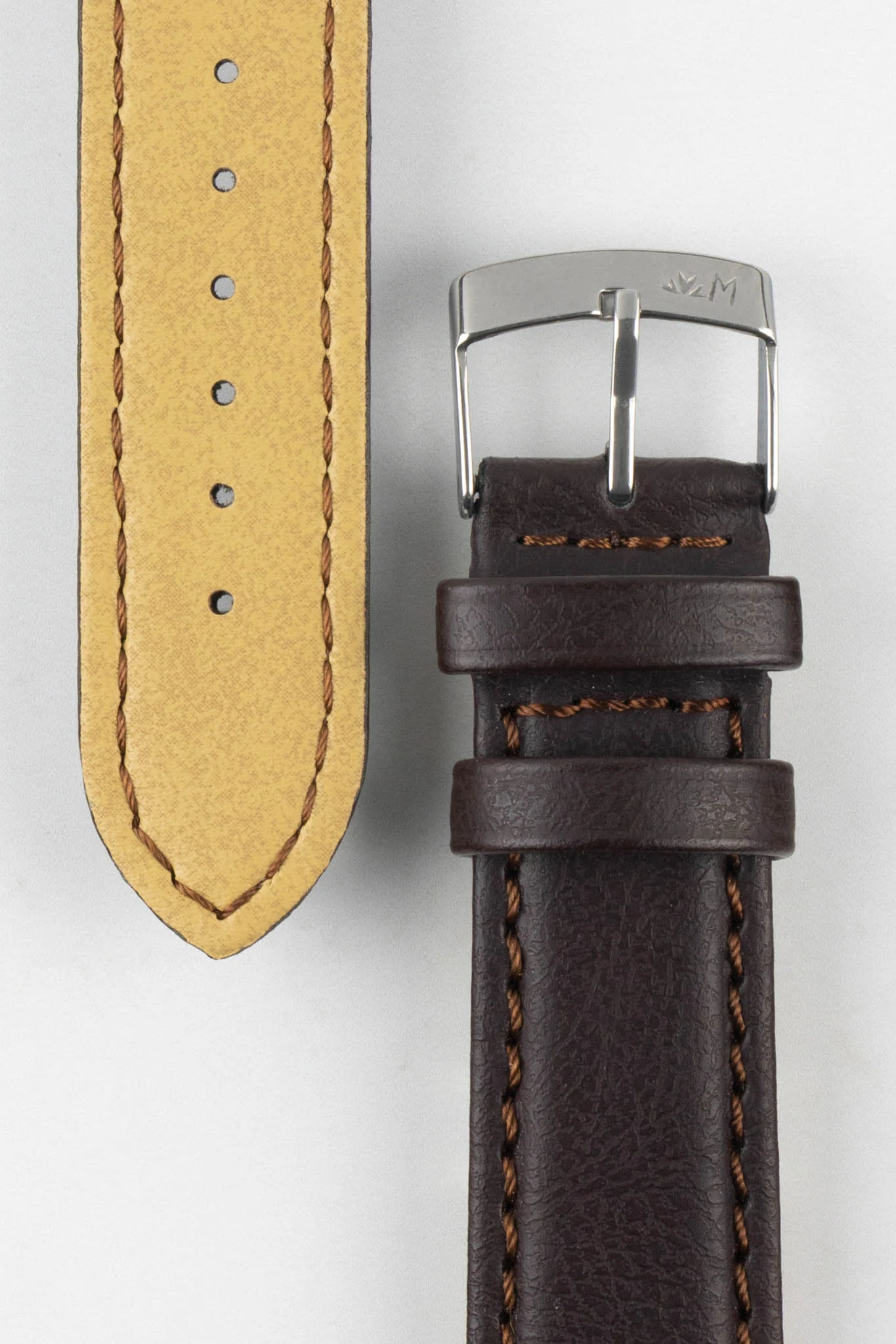 Morellato GINEPRO Buffalo-Grain Vegan Leather Watch Strap in BROWN - Image 3