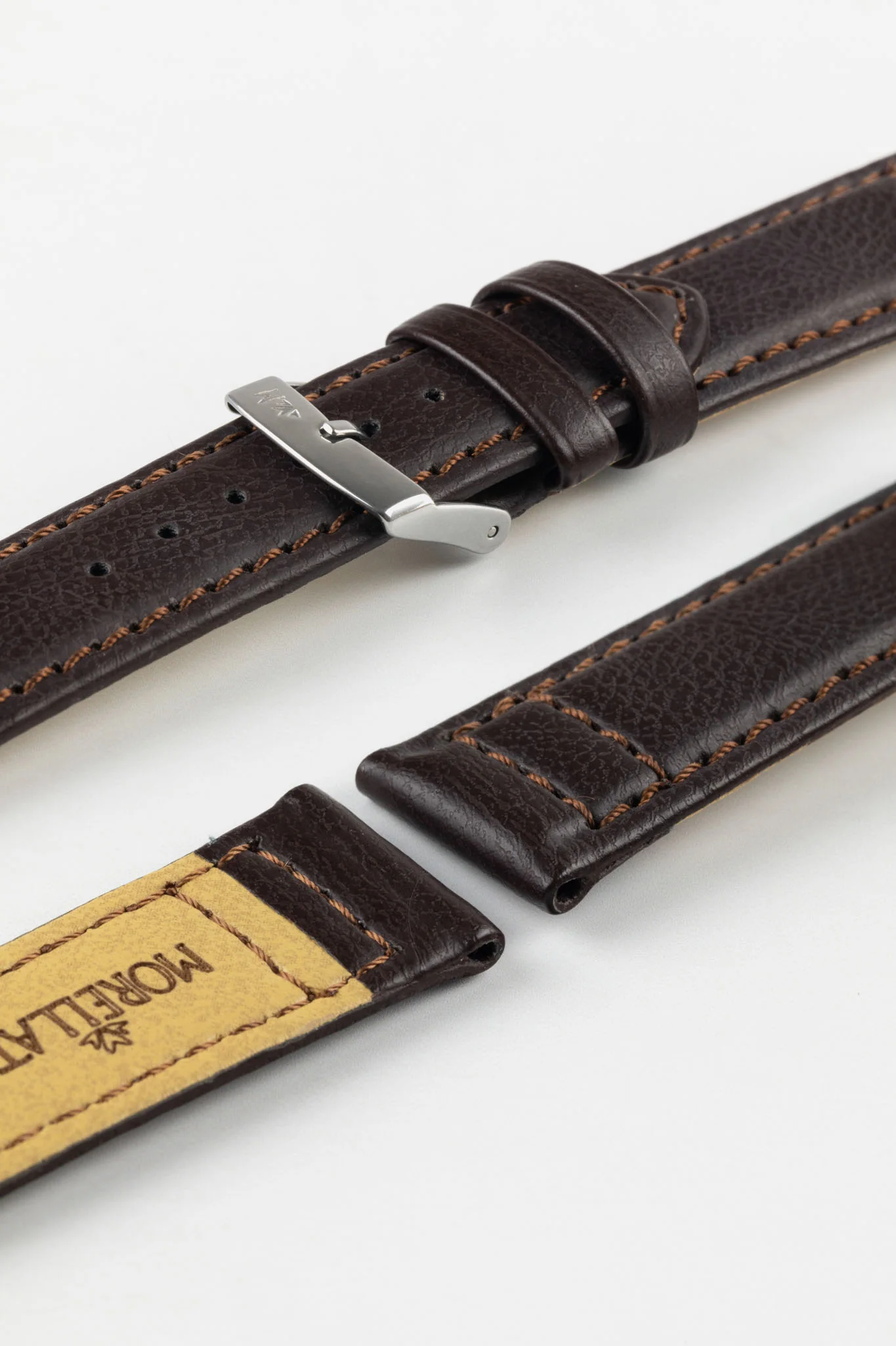 Morellato GINEPRO Buffalo-Grain Vegan Leather Watch Strap in BROWN - Image 7
