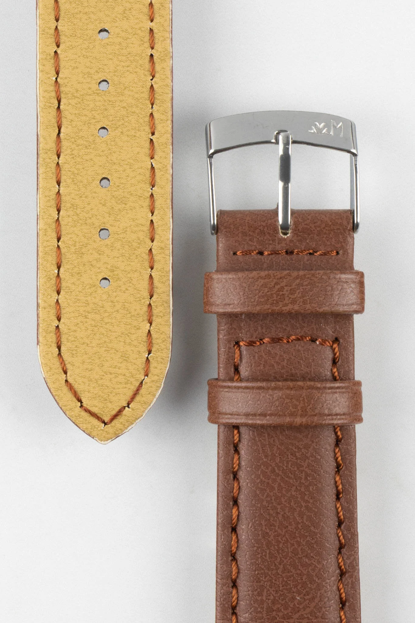 Morellato GINEPRO Buffalo-Grain Vegan Leather Watch Strap in GOLD BROWN - Image 3