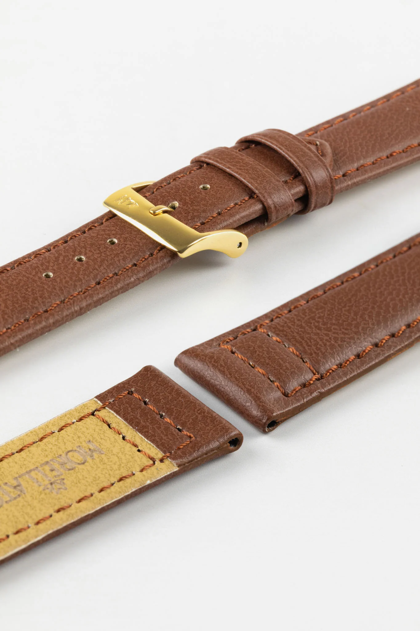 Morellato GINEPRO Buffalo-Grain Vegan Leather Watch Strap in GOLD BROWN - Image 6