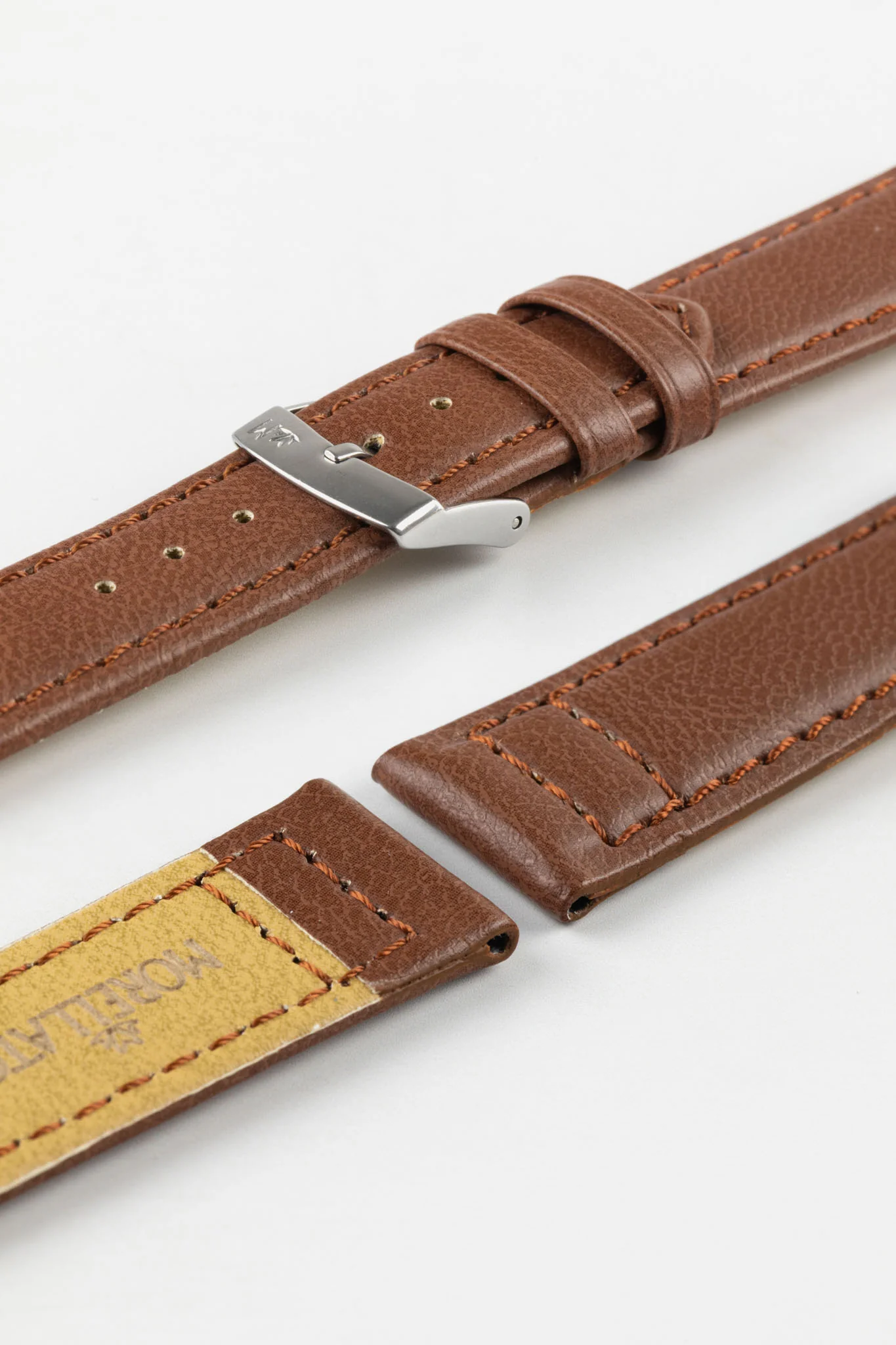 Morellato GINEPRO Buffalo-Grain Vegan Leather Watch Strap in GOLD BROWN - Image 7