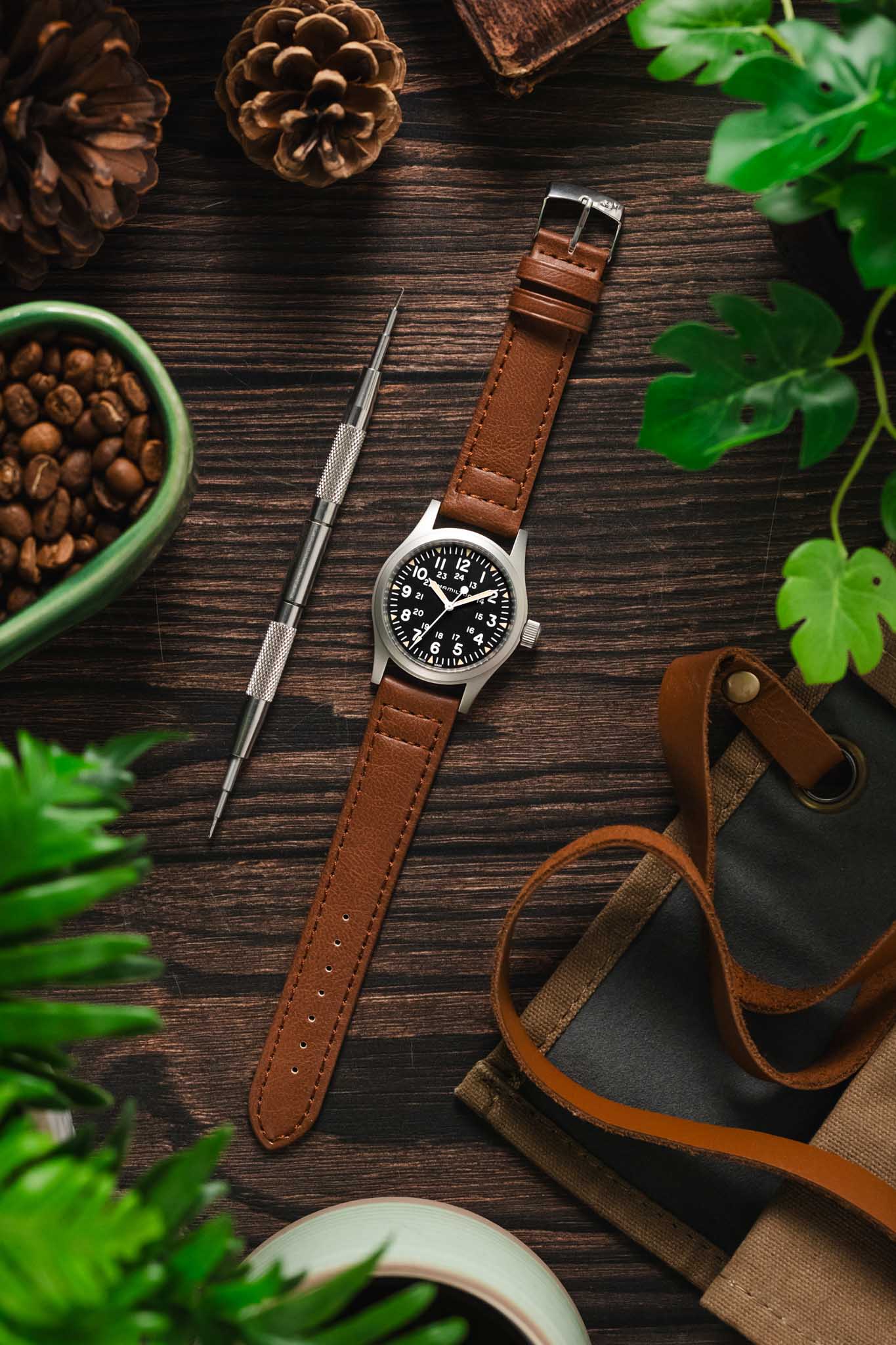 Morellato GINEPRO Buffalo-Grain Vegan Leather Watch Strap in GOLD BROWN - Image 8