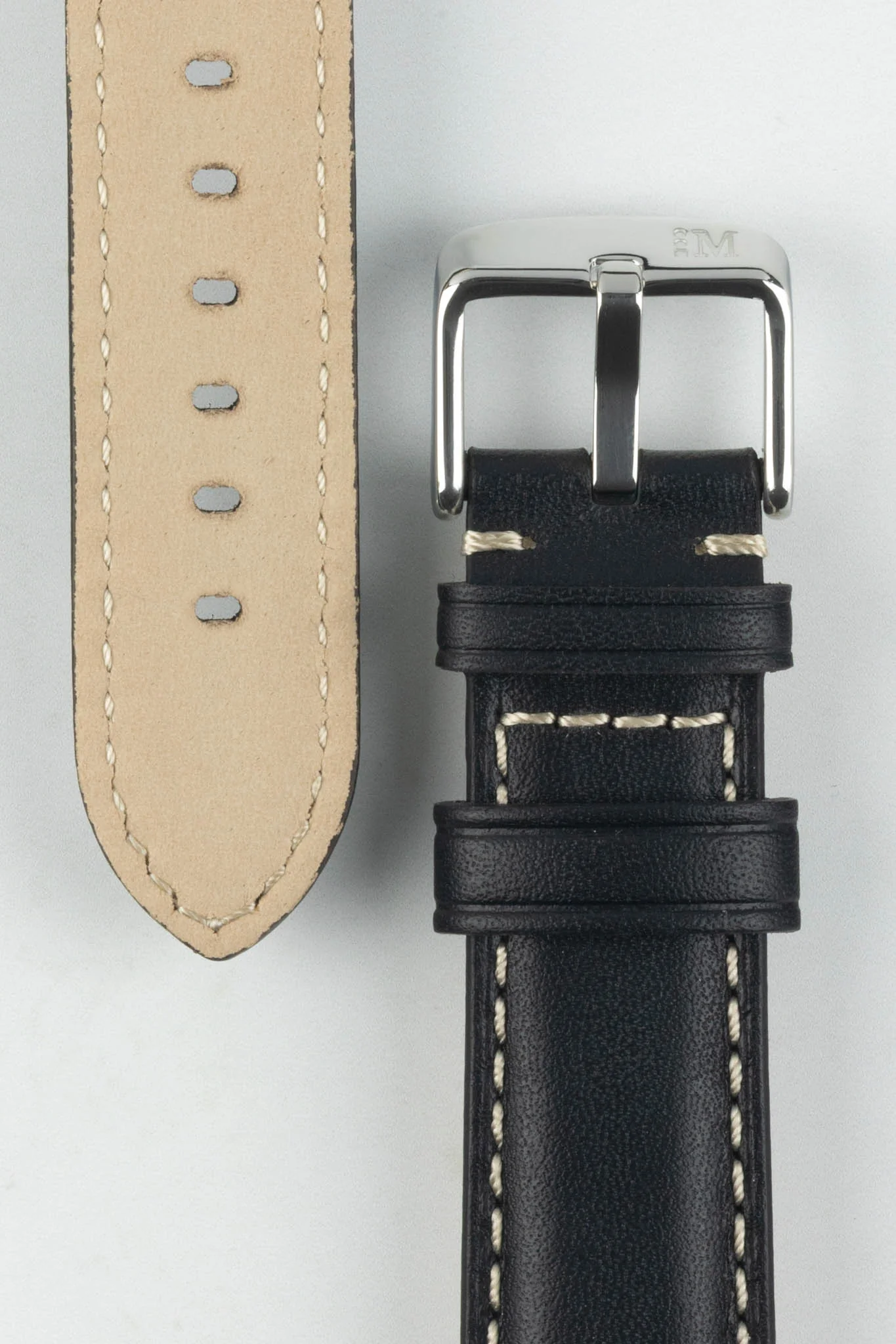Morellato GIORGIONE Smooth Calfskin Leather Watch Strap in BLACK - Image 3