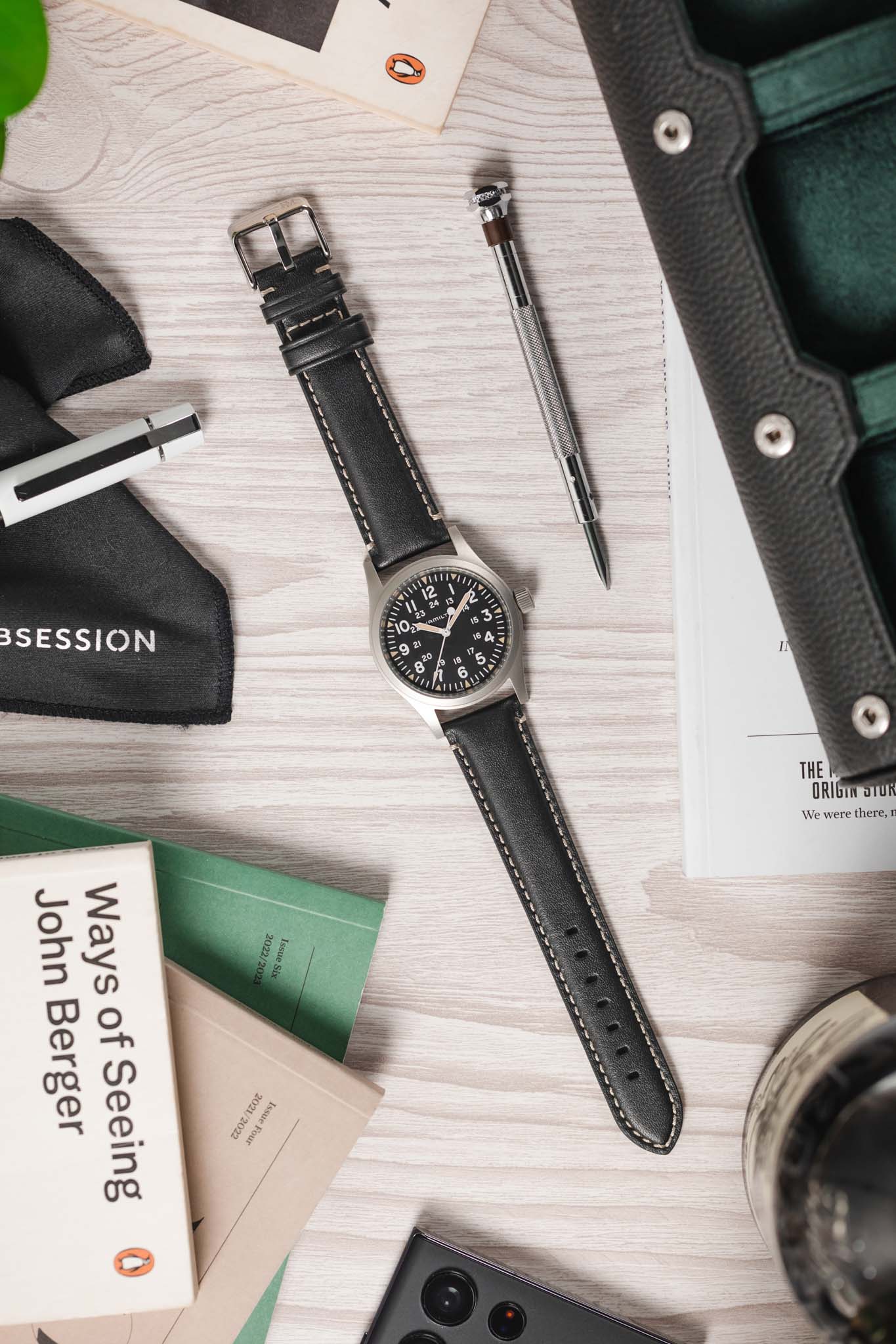 Morellato GIORGIONE Smooth Calfskin Leather Watch Strap in BLACK - Image 6