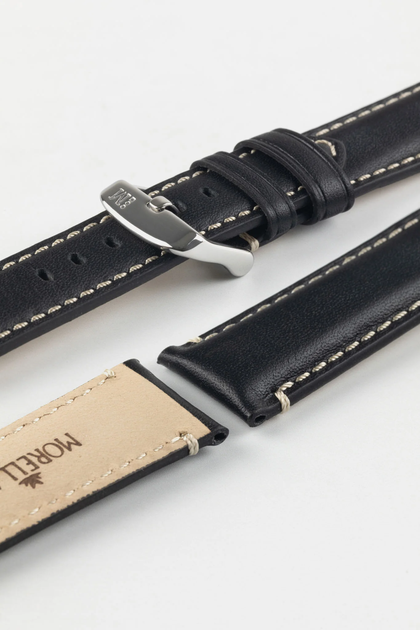 Morellato GIORGIONE Smooth Calfskin Leather Watch Strap in BLACK - Image 7