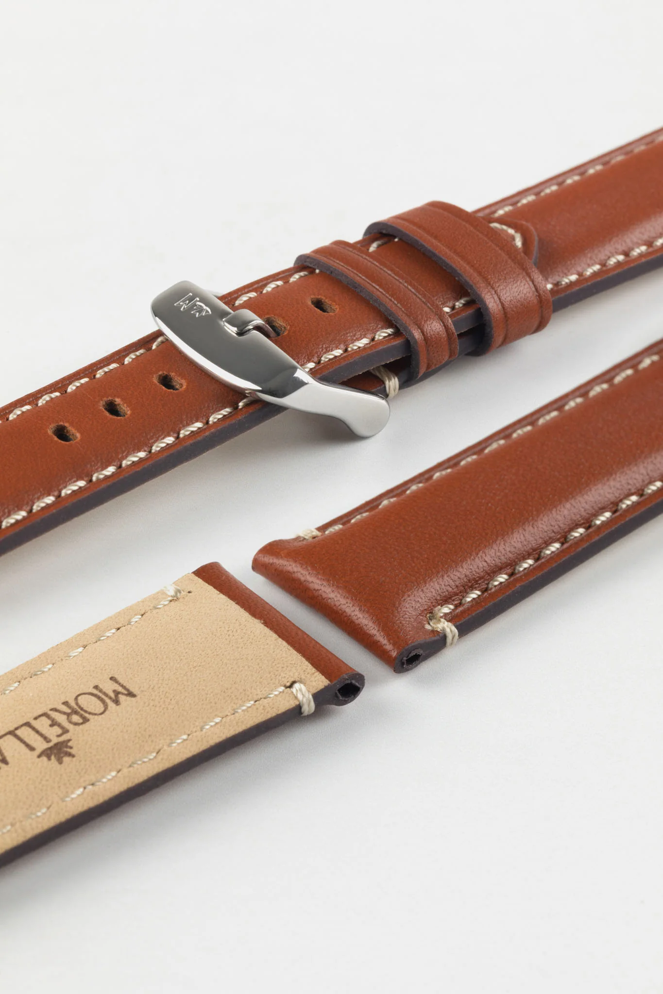 Morellato GIORGIONE Smooth Calfskin Leather Watch Strap in GOLD BROWN - Image 7