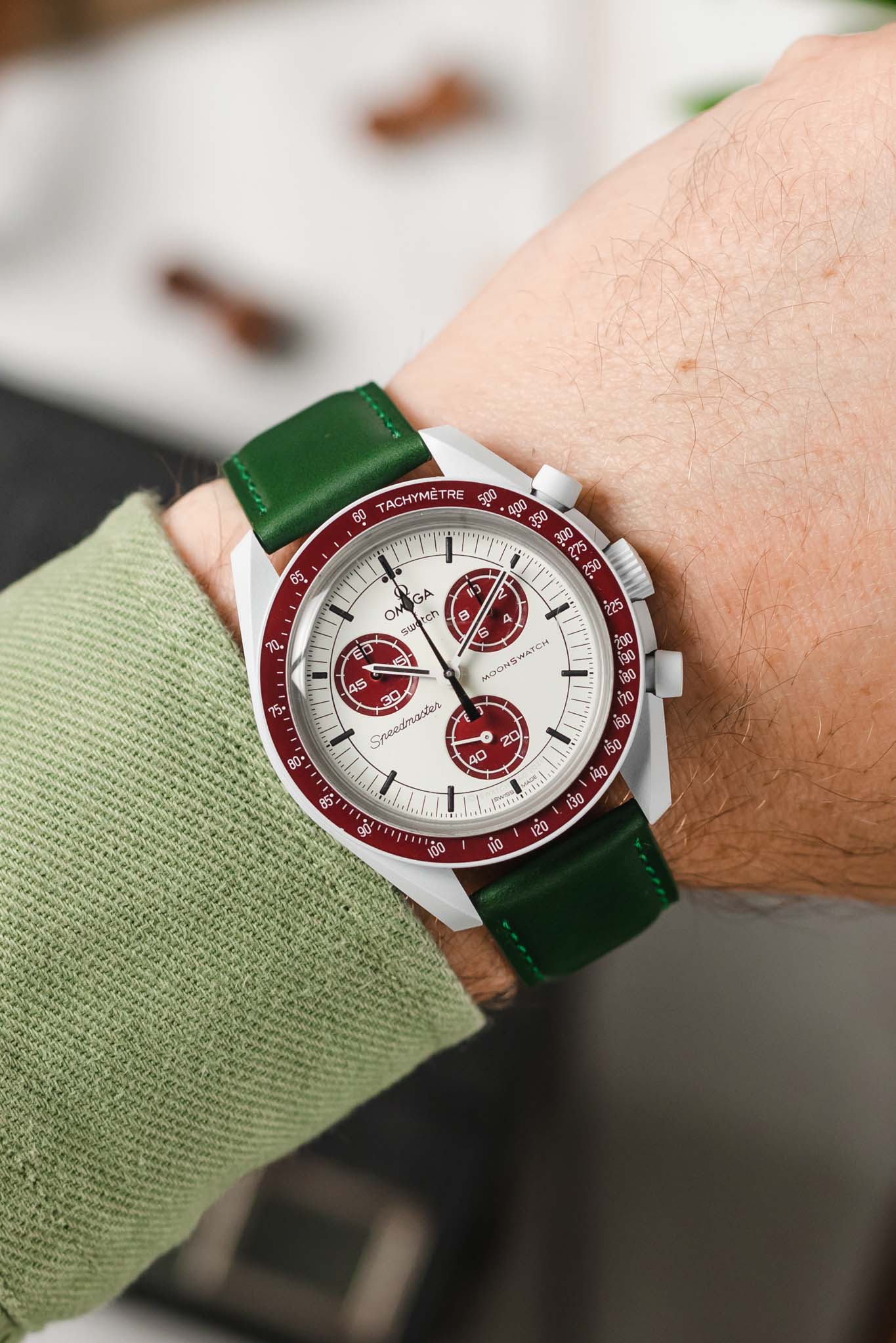 Morellato GRAFIC Calfskin Leather Performance Watch Strap in GREEN - Image 2