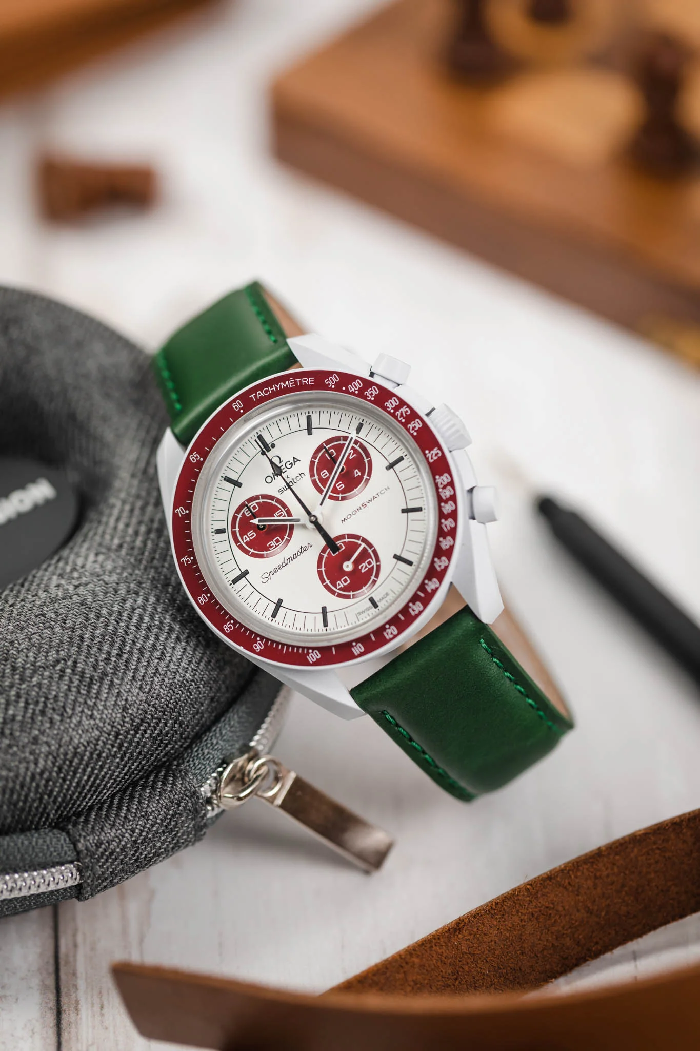 Morellato GRAFIC Calfskin Leather Performance Watch Strap in GREEN - Image 4