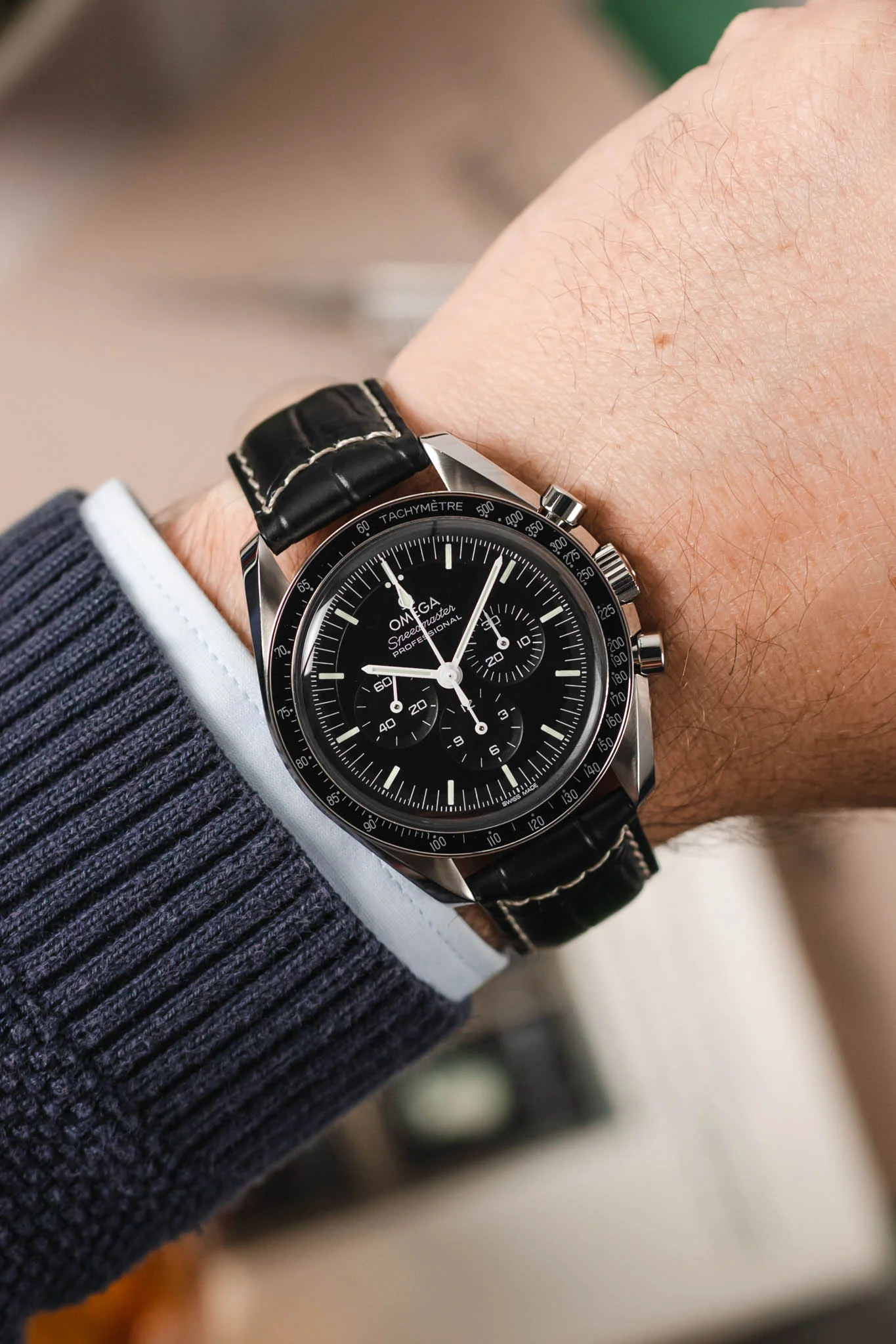 Morellato GUTTUSO Alligator-Embossed Leather Watch Strap in BLACK - Image 2