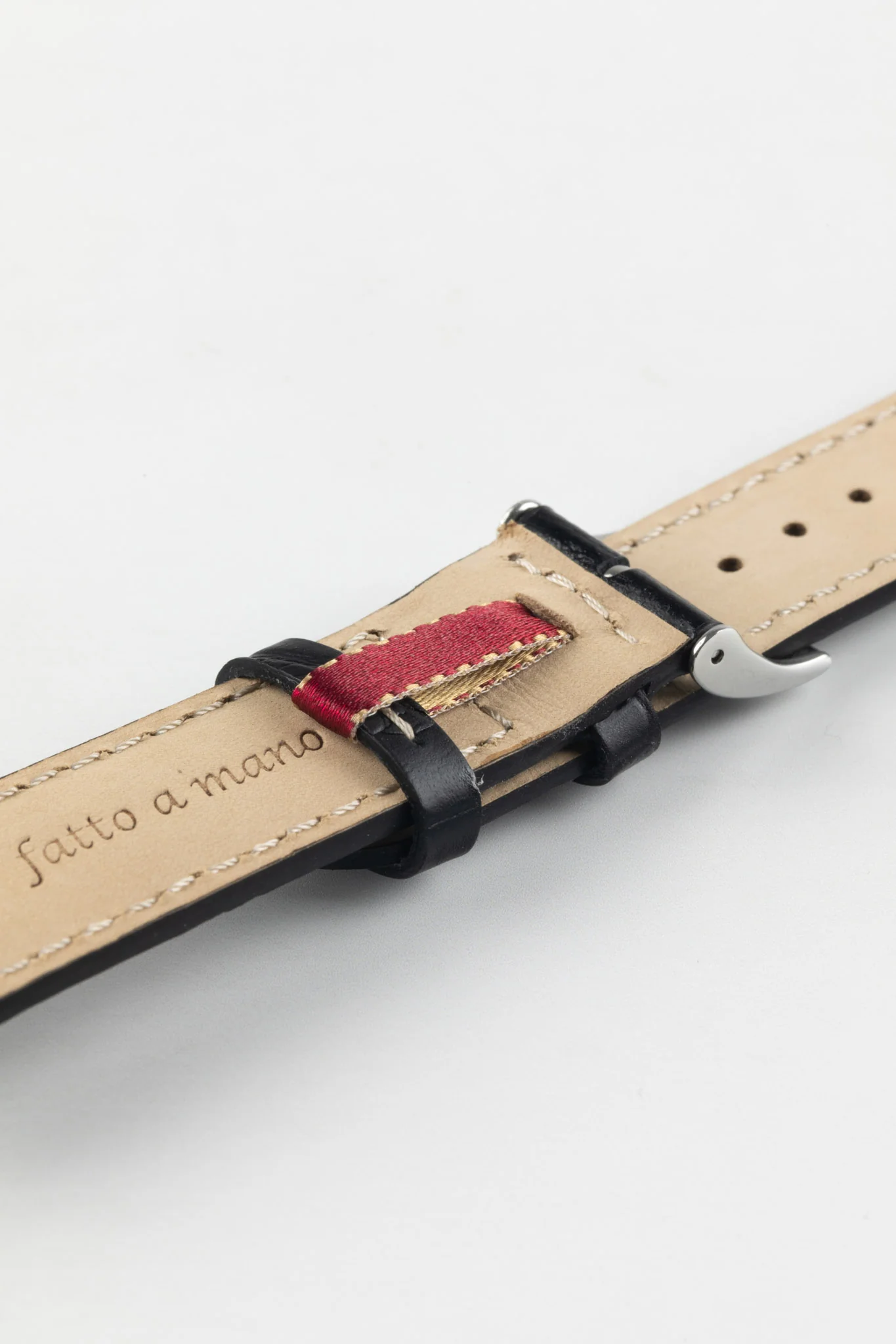 Morellato GUTTUSO Alligator-Embossed Leather Watch Strap in BLACK - Image 7