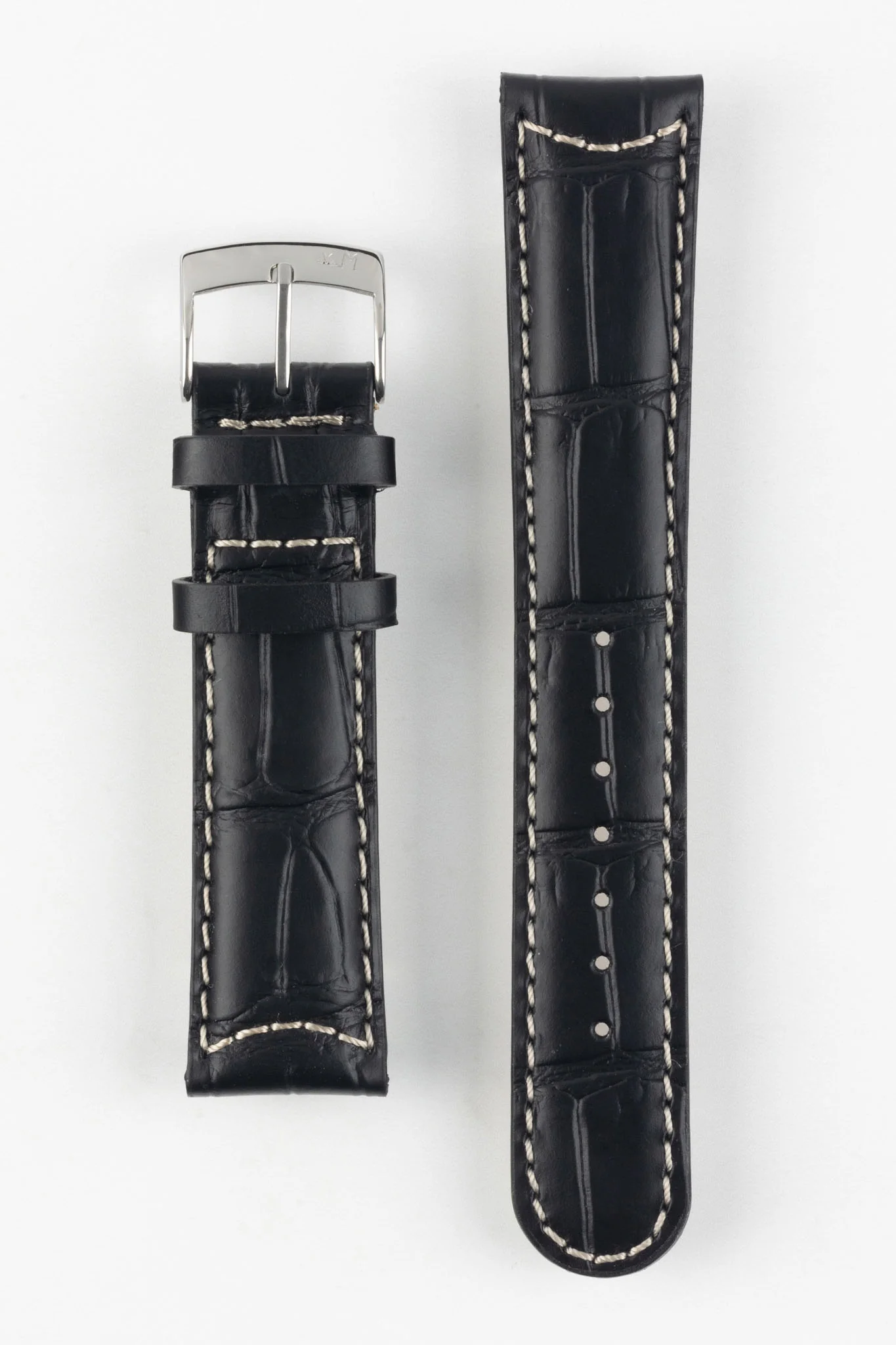 Morellato GUTTUSO Alligator-Embossed Leather Watch Strap in BLACK - Image 9