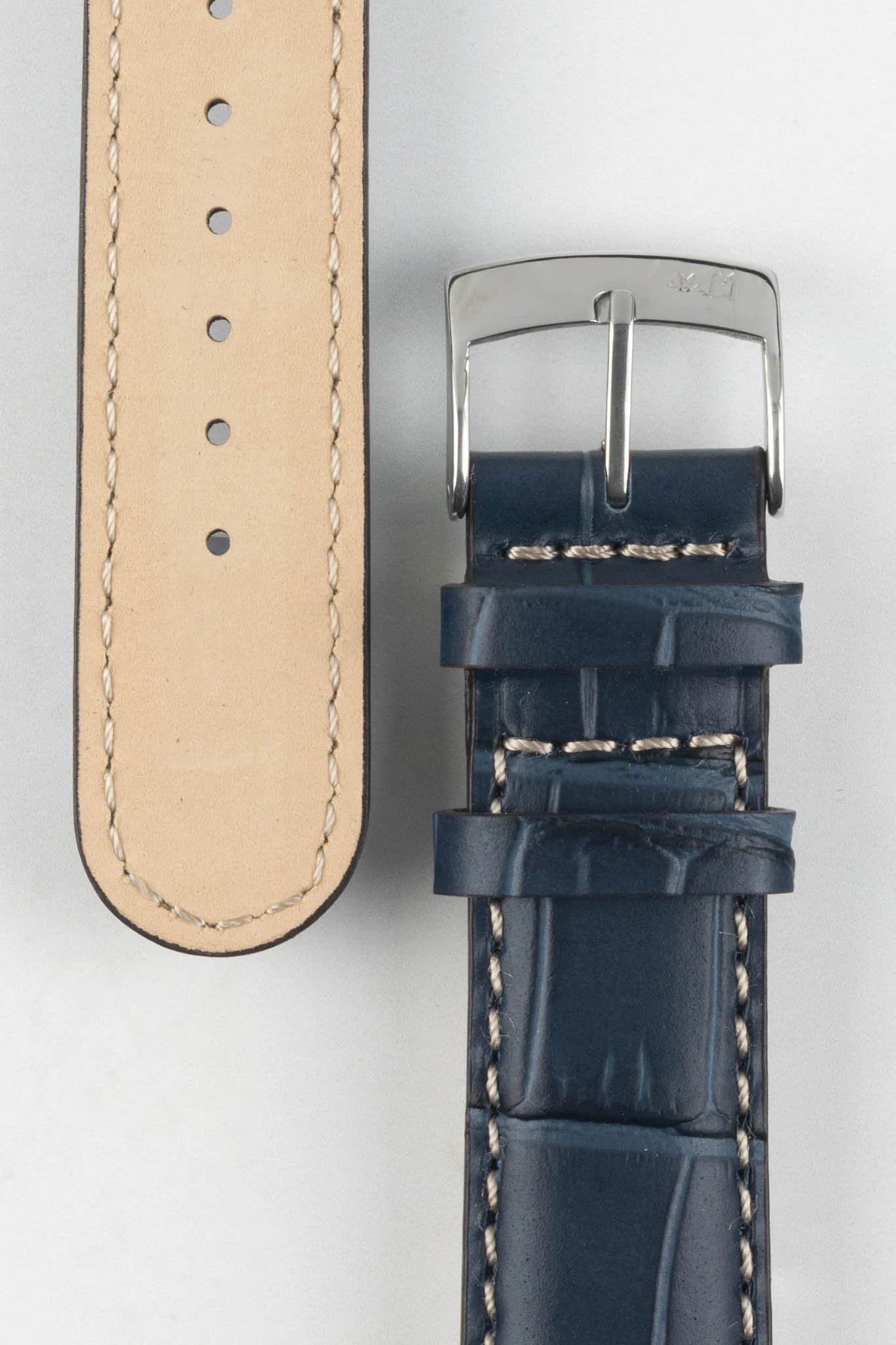 Morellato GUTTUSO Alligator-Embossed Leather Watch Strap in BLUE - Image 3