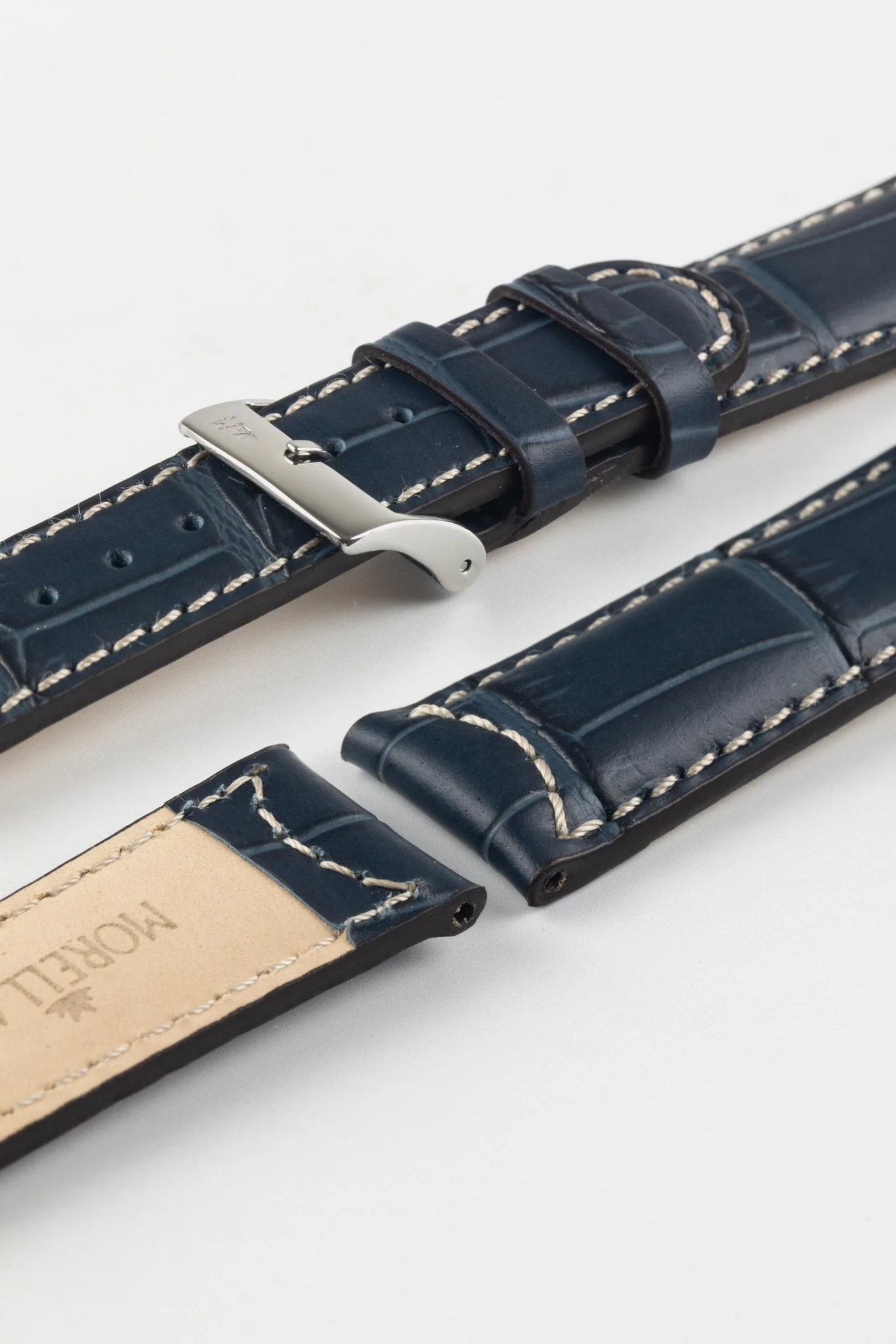 Morellato GUTTUSO Alligator-Embossed Leather Watch Strap in BLUE - Image 8