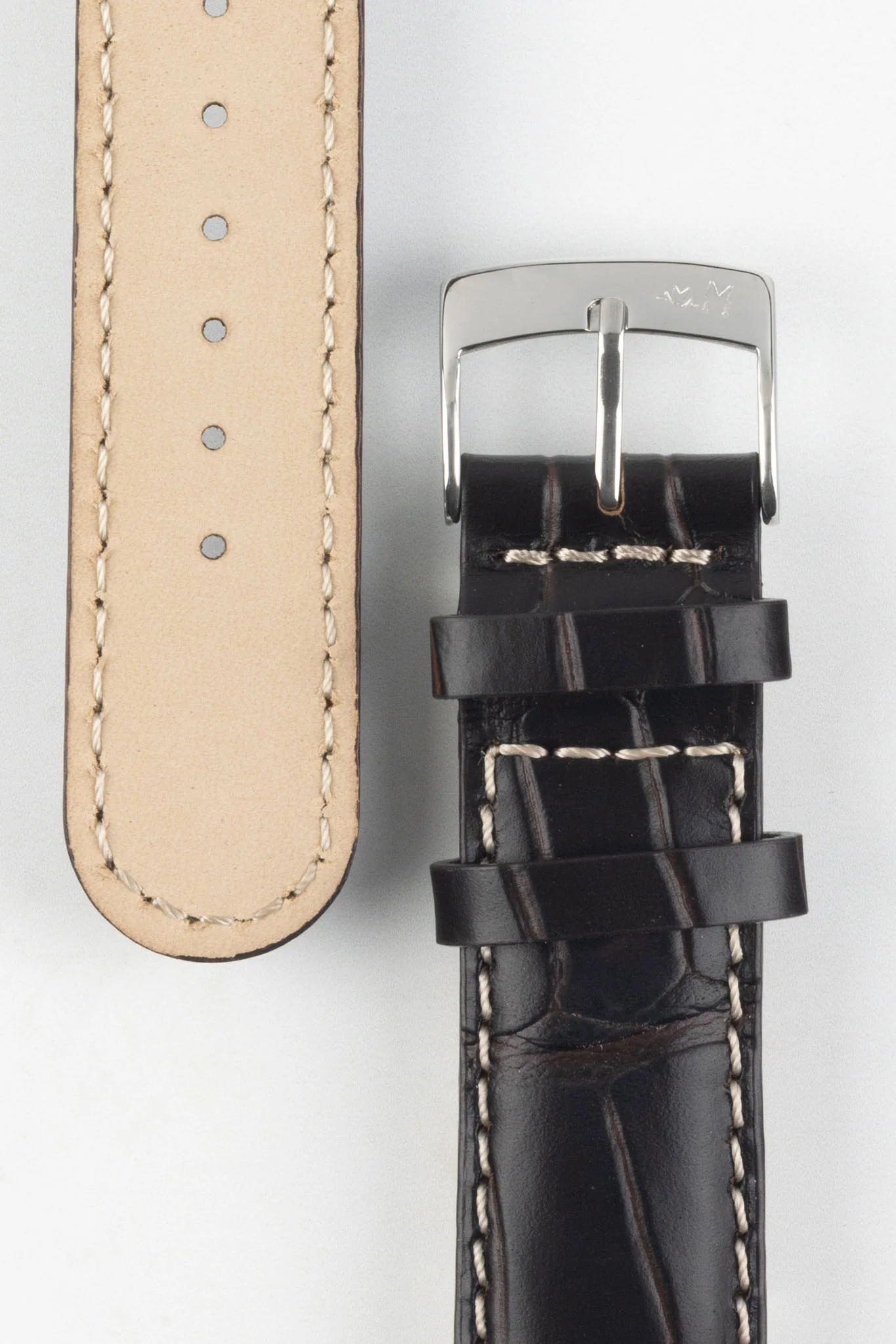 Morellato GUTTUSO Alligator-Embossed Leather Watch Strap in BROWN - Image 3