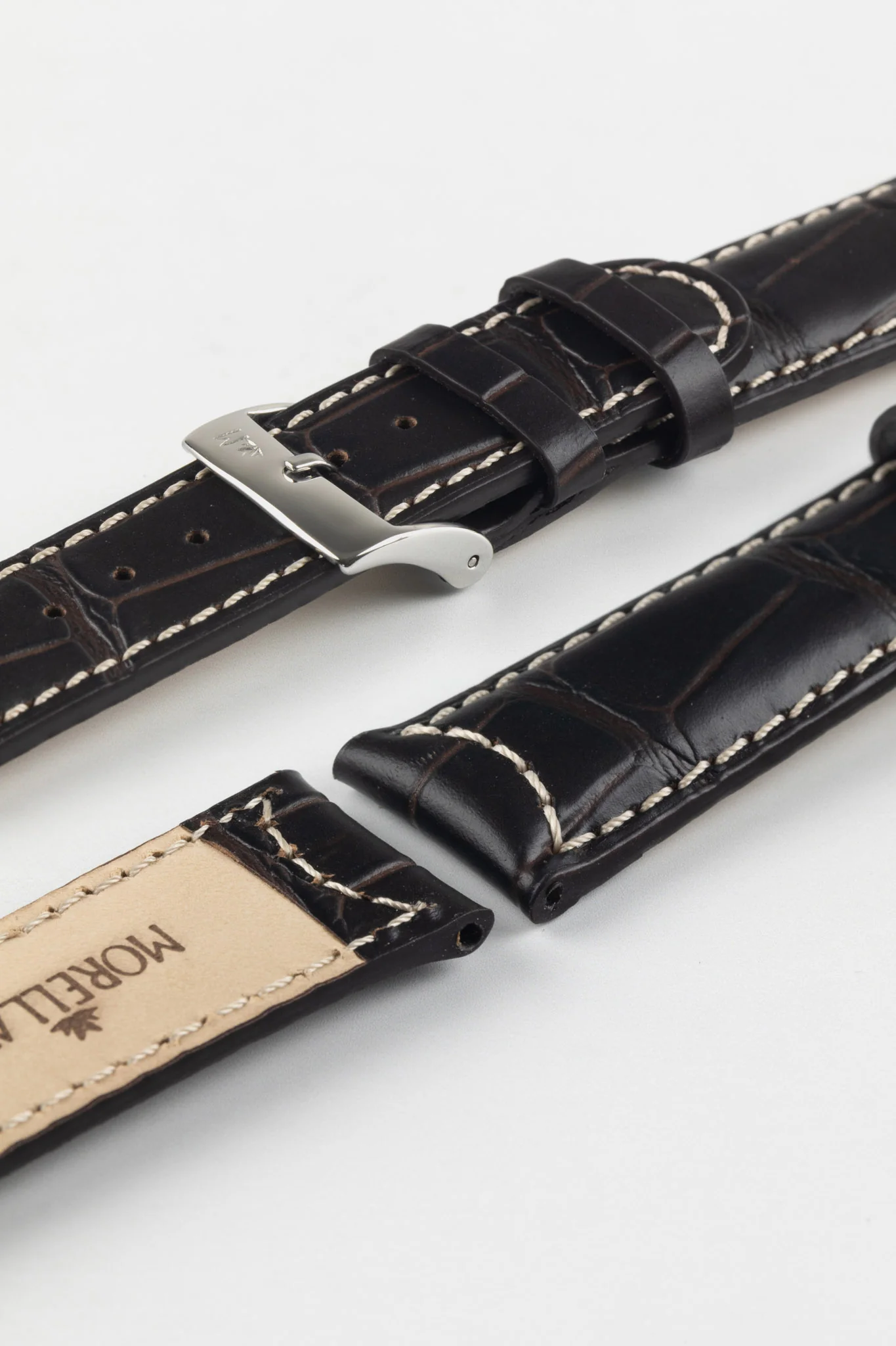 Morellato GUTTUSO Alligator-Embossed Leather Watch Strap in BROWN - Image 8