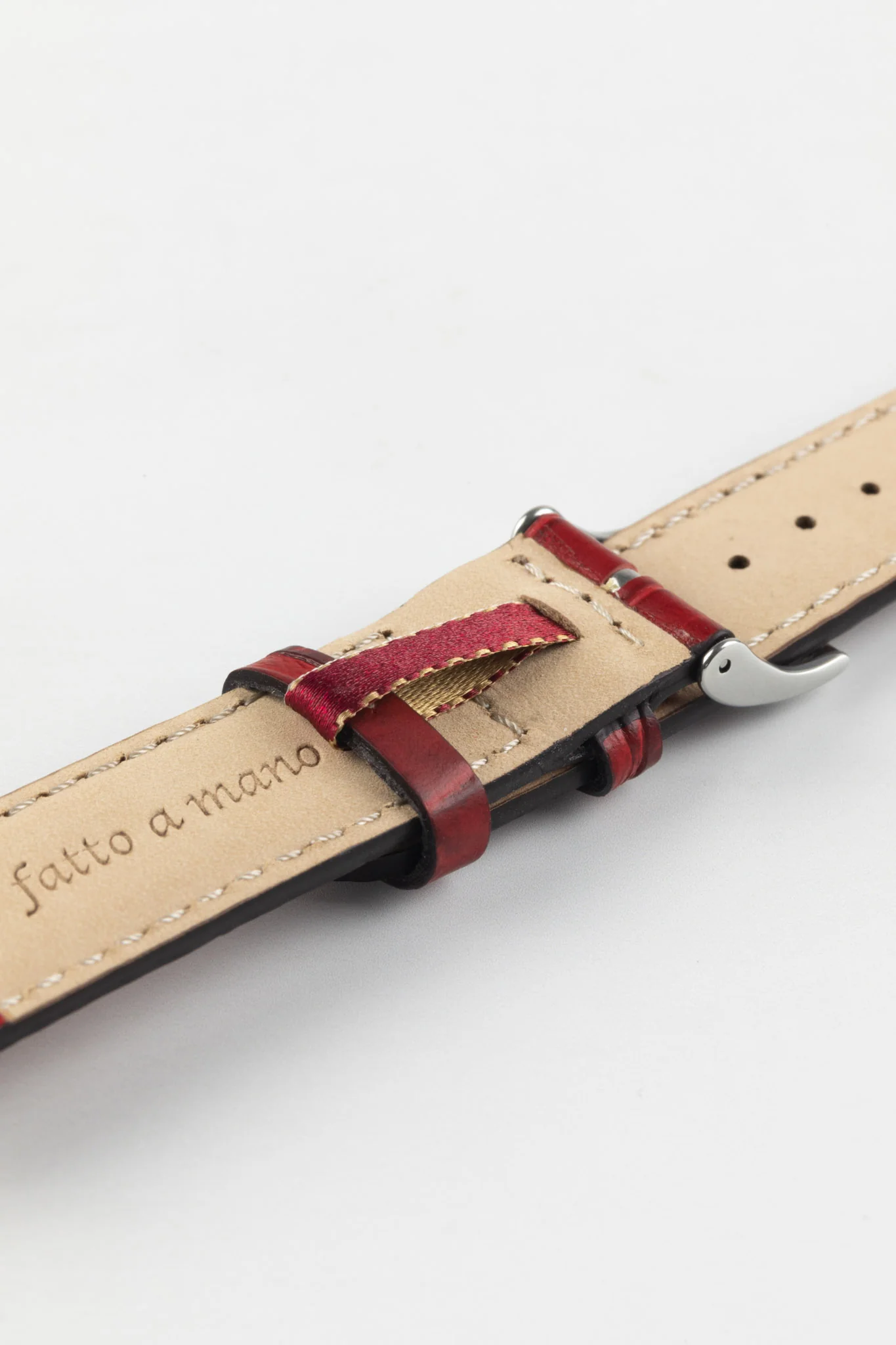Morellato GUTTUSO Alligator-Embossed Leather Watch Strap in BURGUNDY - Image 7