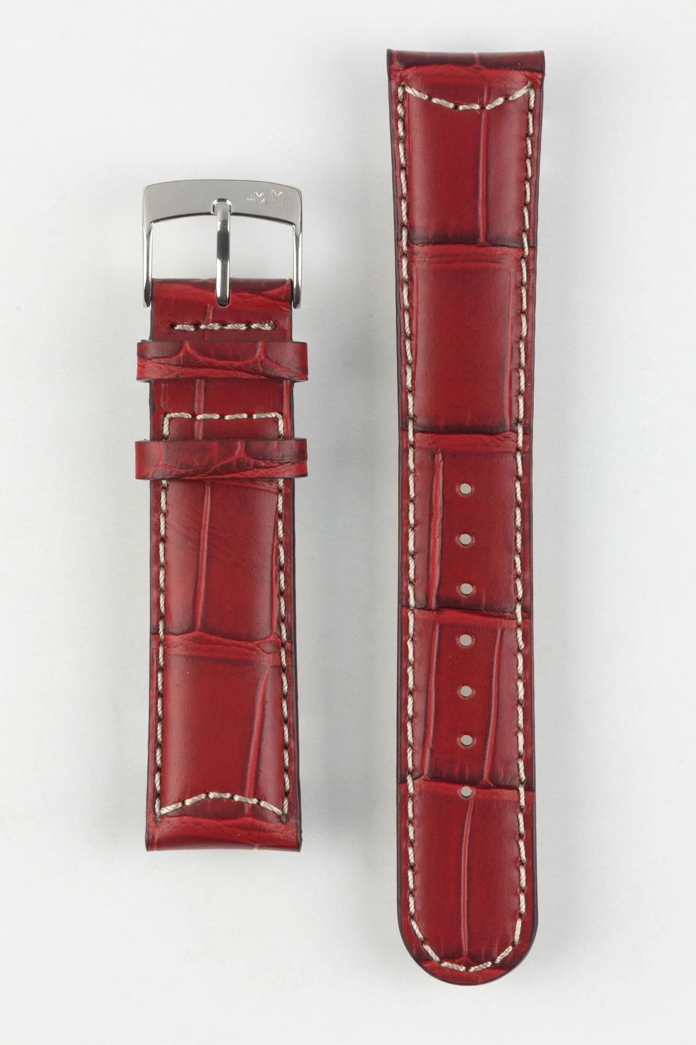 Morellato GUTTUSO Alligator-Embossed Leather Watch Strap in BURGUNDY - Image 9