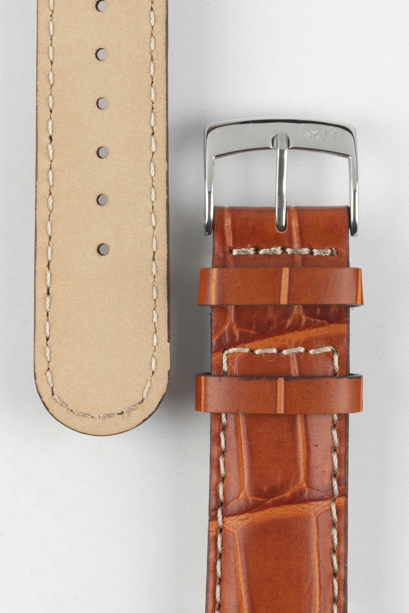 Morellato GUTTUSO Alligator-Embossed Leather Watch Strap in GOLD BROWN - Image 3