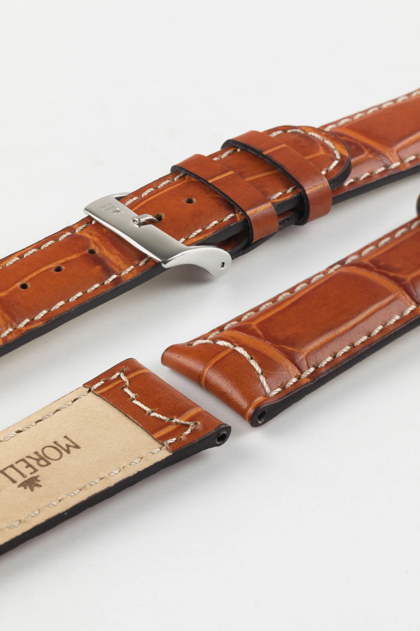 Morellato GUTTUSO Alligator-Embossed Leather Watch Strap in GOLD BROWN - Image 8