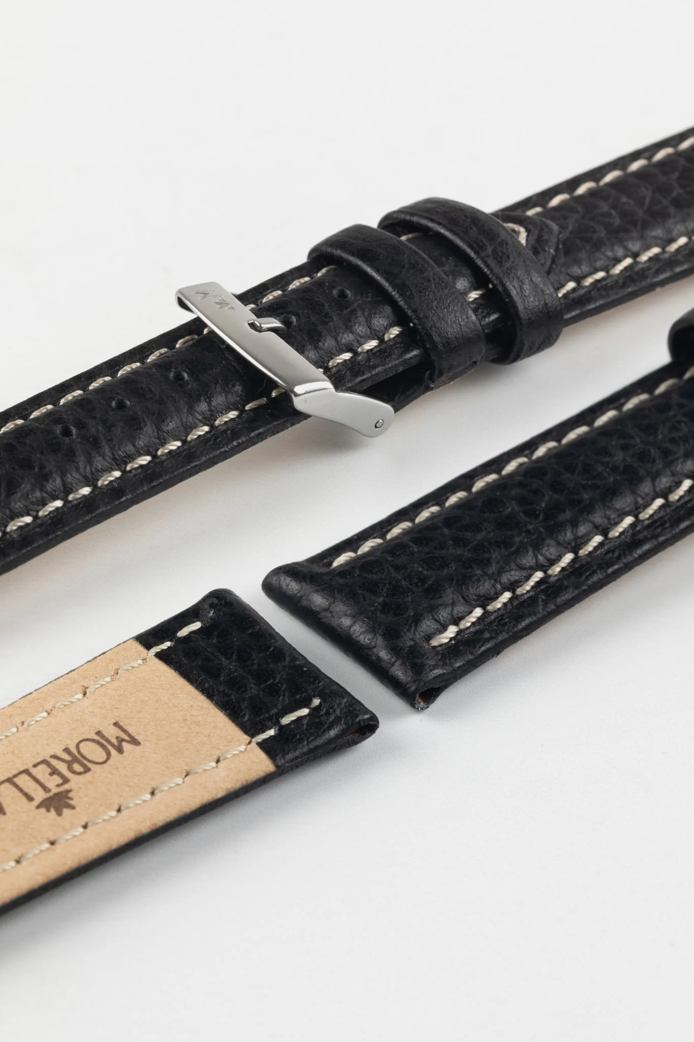 Morellato KUGA Padded Calfskin Leather Watch Strap in BLACK - Image 7