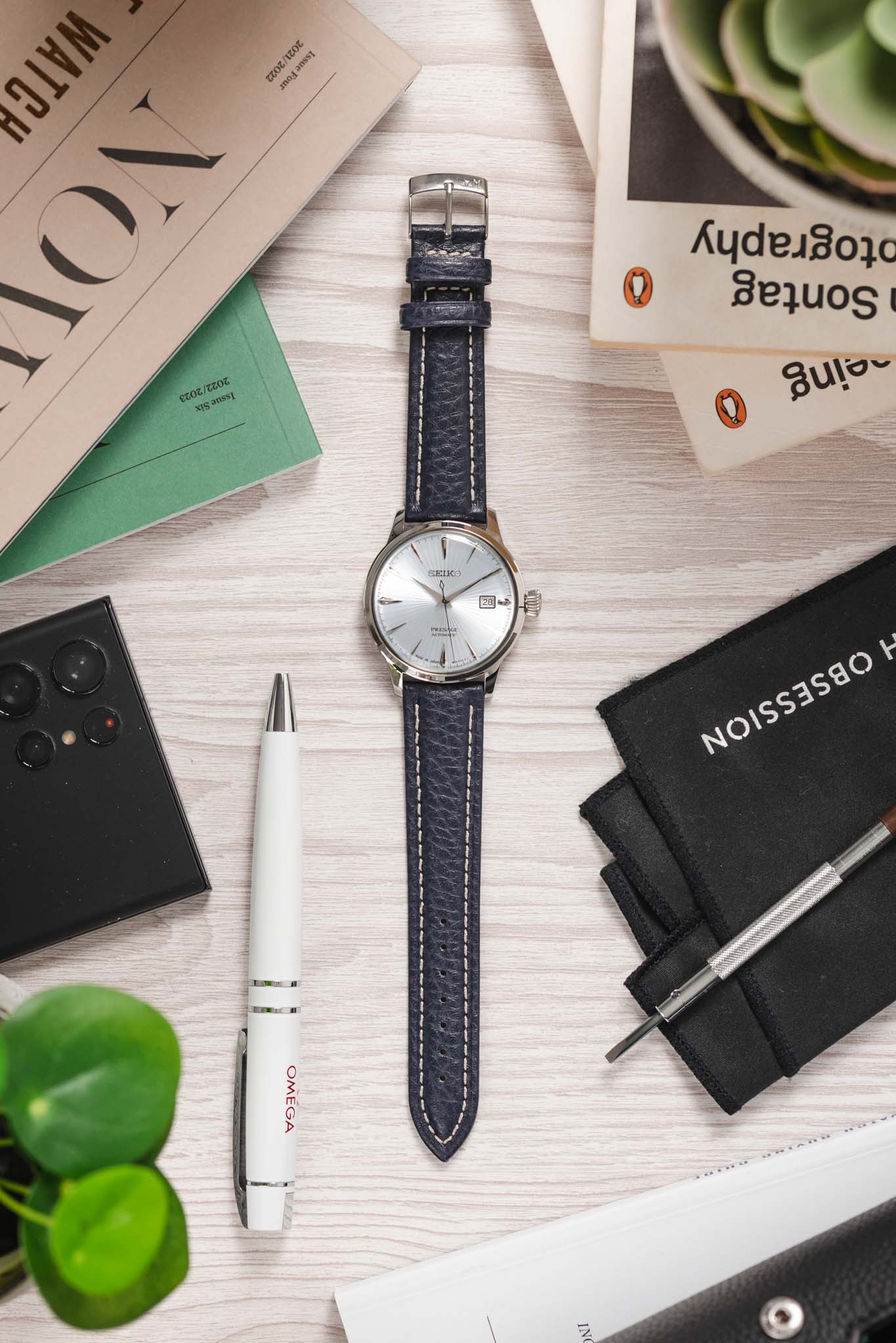 Morellato KUGA Padded Calfskin Leather Watch Strap in BLUE - Image 6