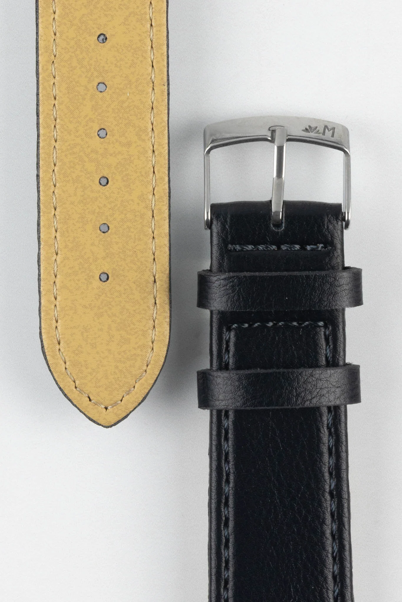 Morellato LAURO Goatskin-Grain Vegan Leather Watch Strap in BLACK - Image 3