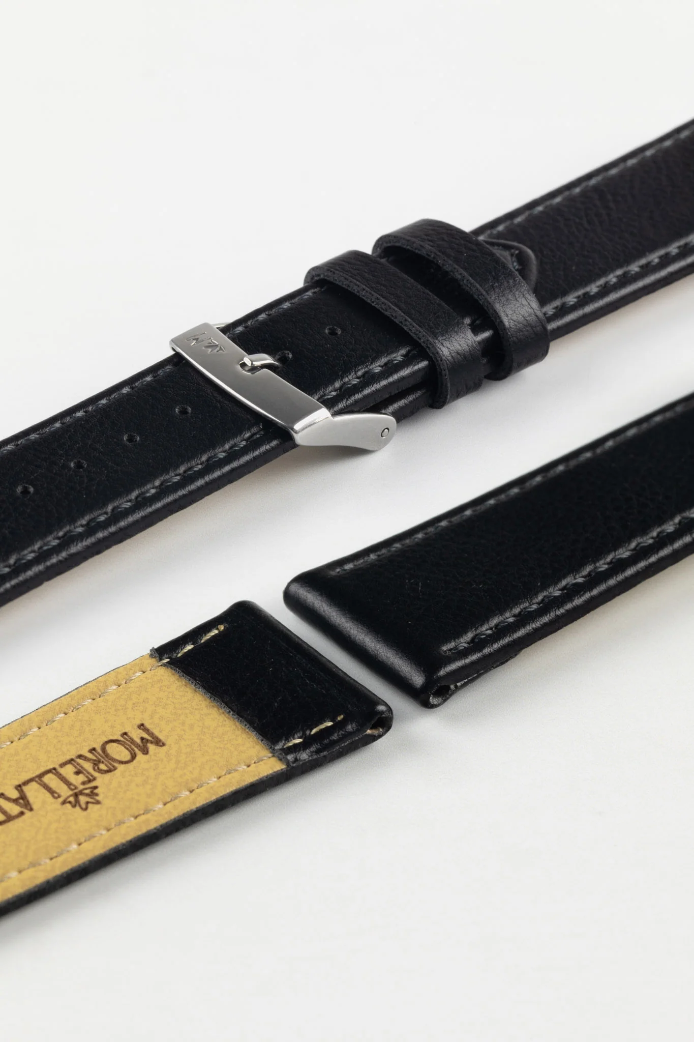 Morellato LAURO Goatskin-Grain Vegan Leather Watch Strap in BLACK - Image 6