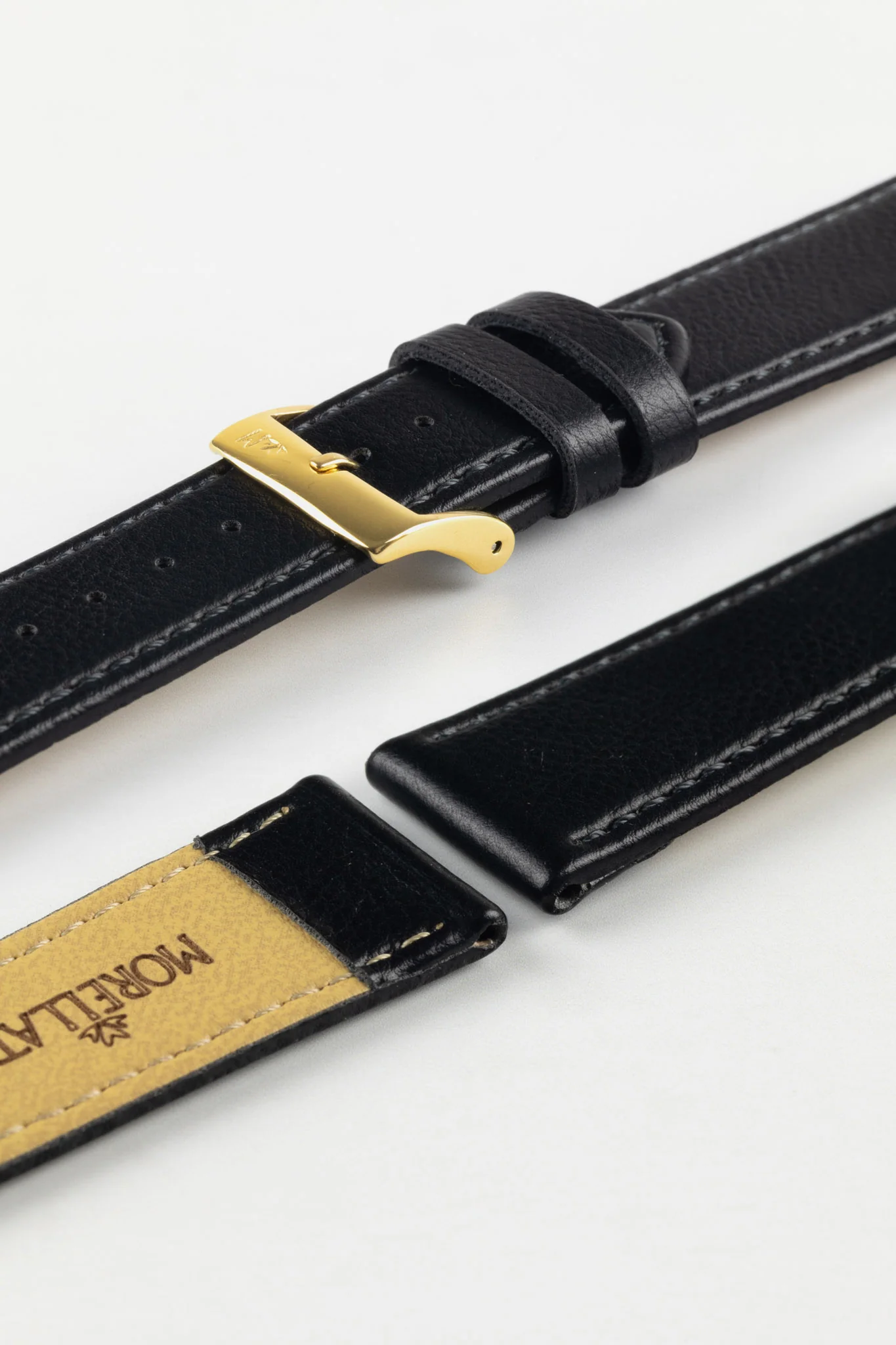 Morellato LAURO Goatskin-Grain Vegan Leather Watch Strap in BLACK - Image 7