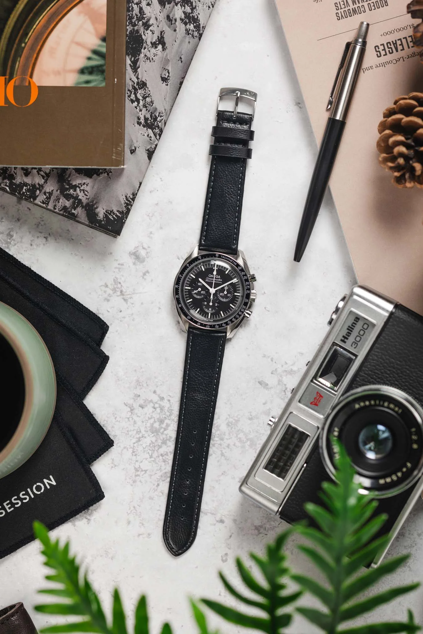 Morellato LAURO Goatskin-Grain Vegan Leather Watch Strap in BLACK - Image 8