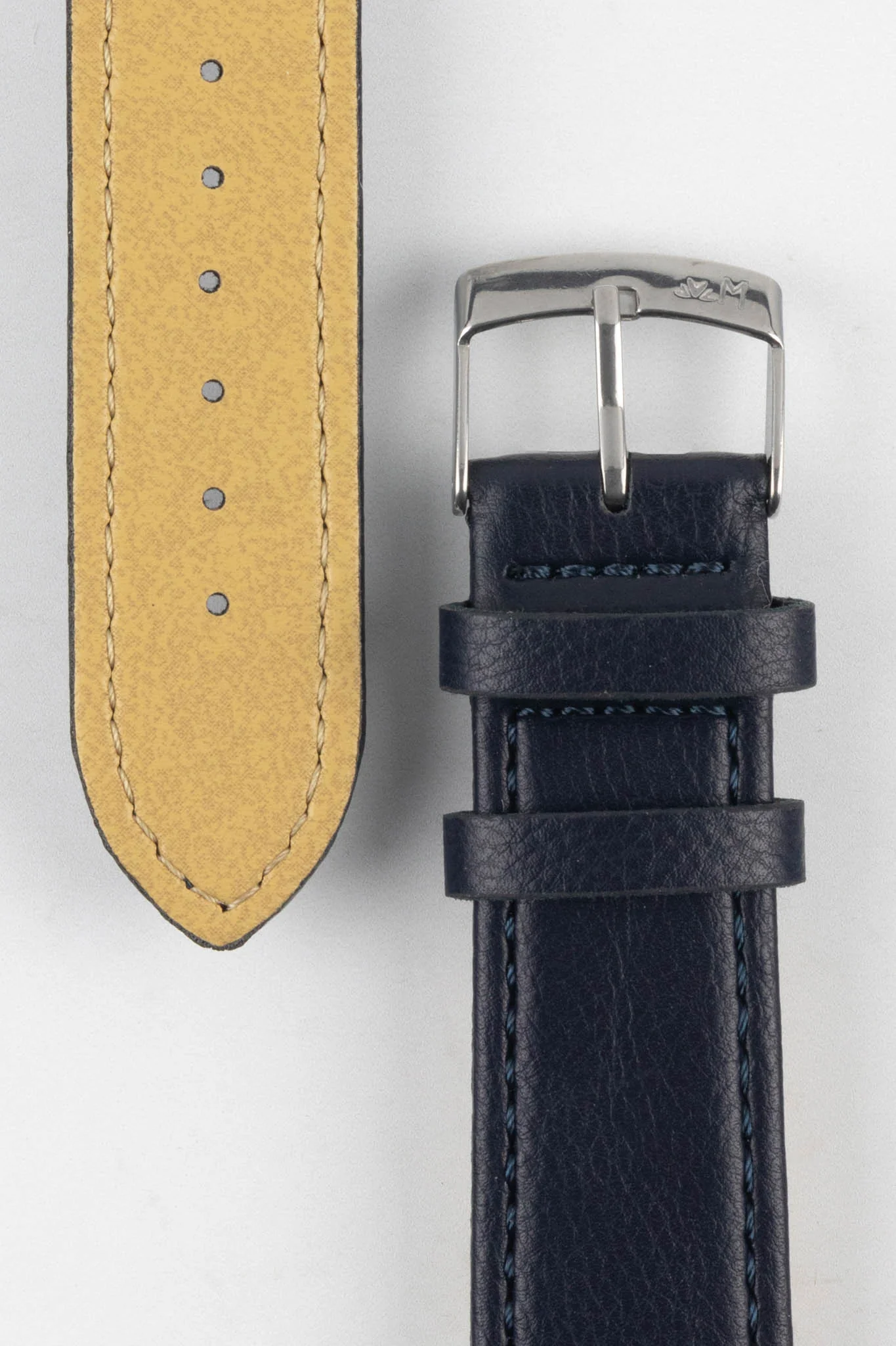 Morellato LAURO Goatskin-Grain Vegan Leather Watch Strap in BLUE - Image 3