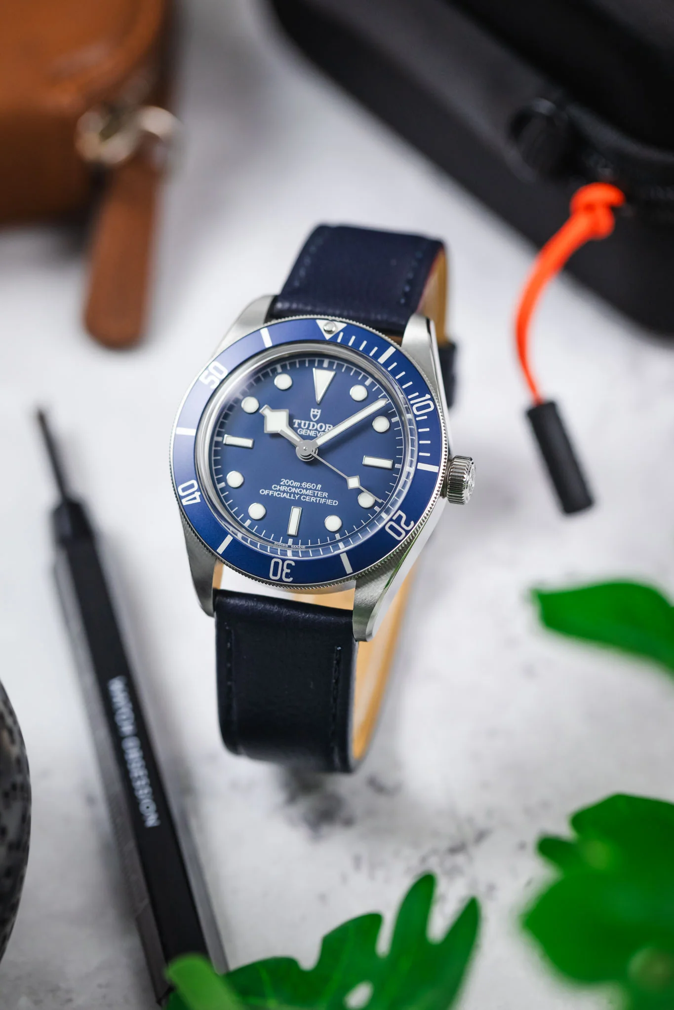 Morellato LAURO Goatskin-Grain Vegan Leather Watch Strap in BLUE - Image 4