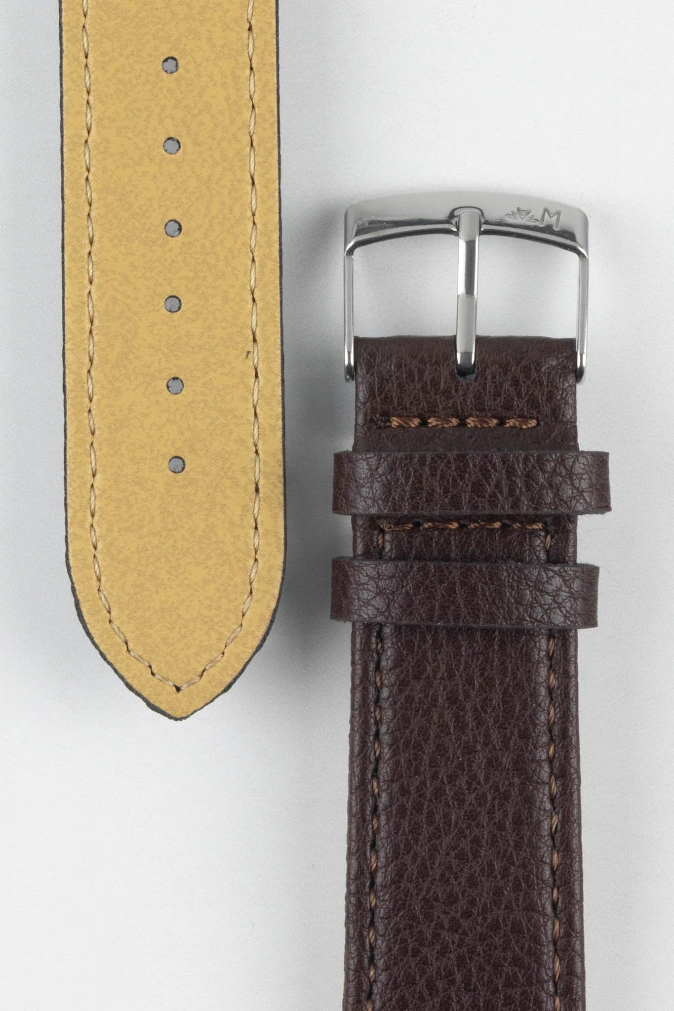 Morellato LAURO Goatskin-Grain Vegan Leather Watch Strap in BROWN - Image 3