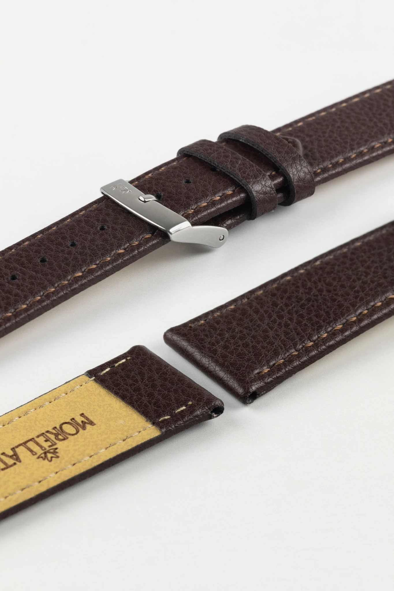 Morellato LAURO Goatskin-Grain Vegan Leather Watch Strap in BROWN - Image 6