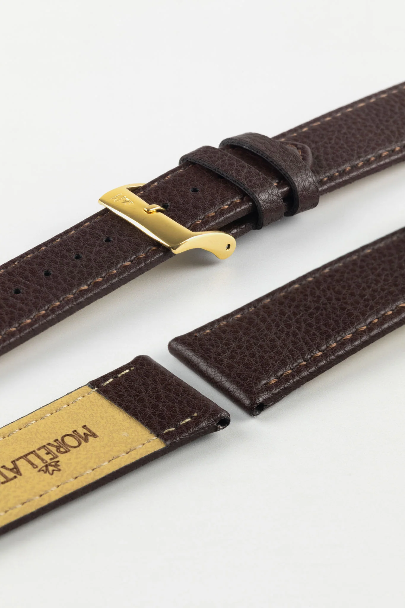 Morellato LAURO Goatskin-Grain Vegan Leather Watch Strap in BROWN - Image 7