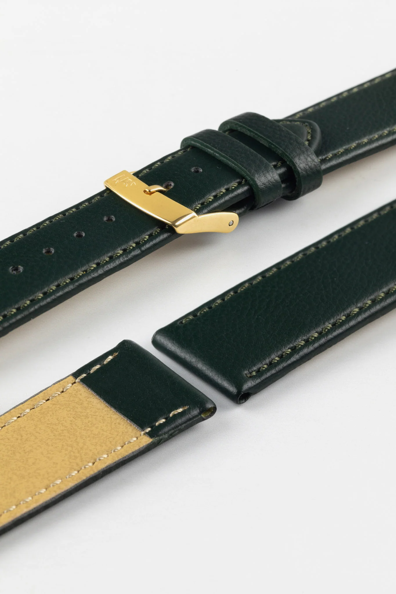Morellato LAURO Goatskin-Grain Vegan Leather Watch Strap in DARK GREEN - Image 7