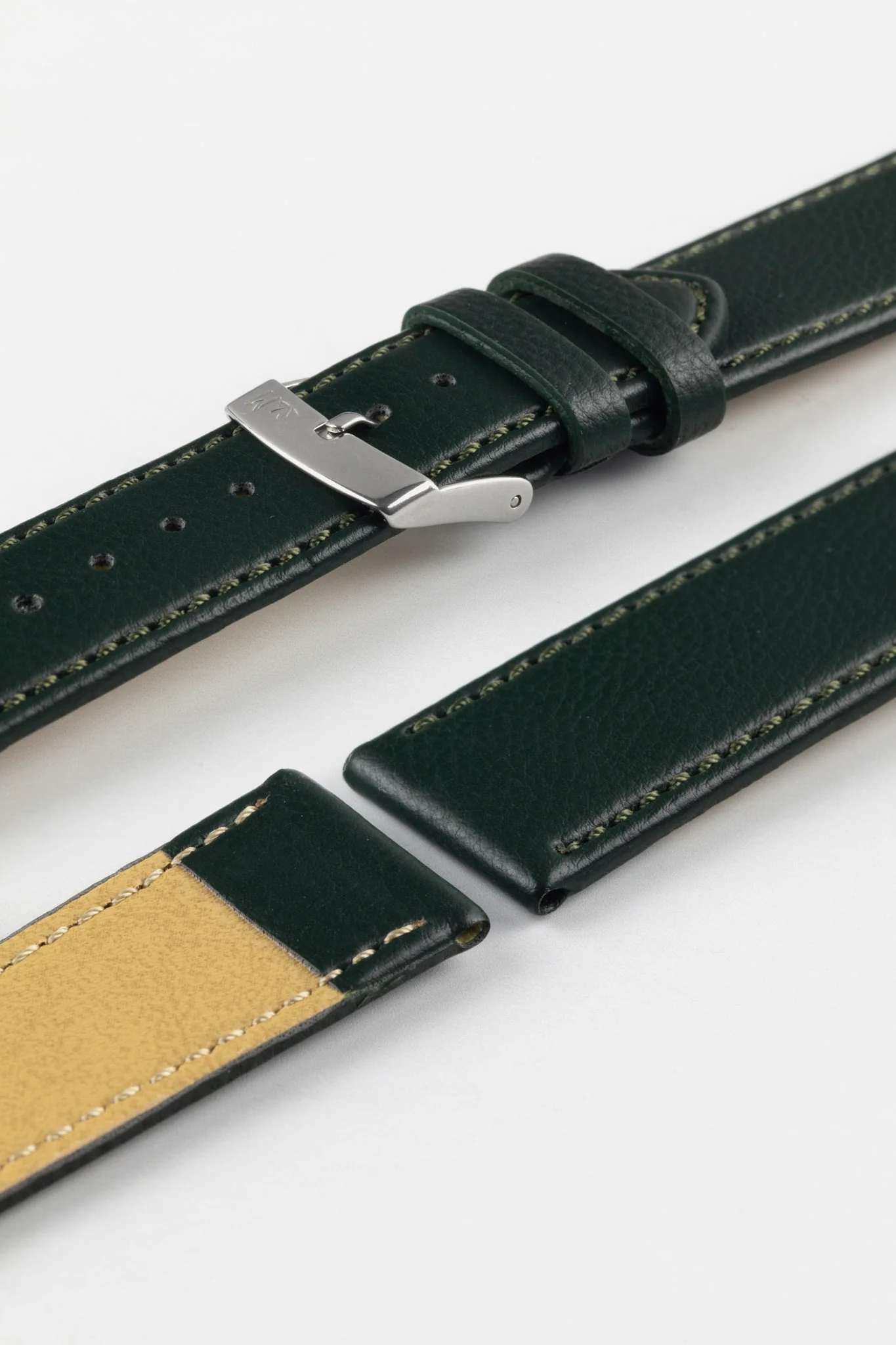 Morellato LAURO Goatskin-Grain Vegan Leather Watch Strap in DARK GREEN - Image 8