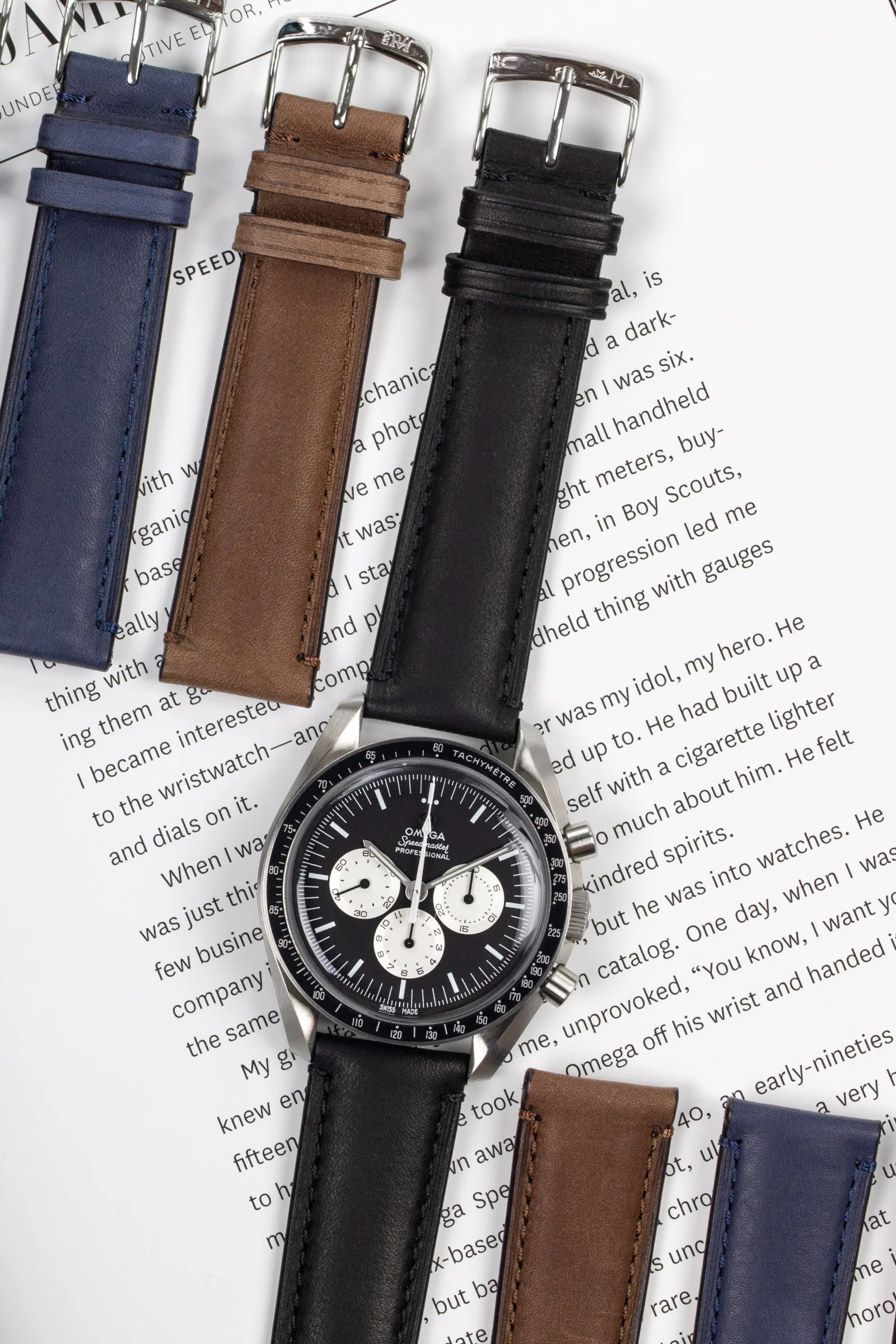 Morellato LEVY Vintage Calfskin Leather Watch Strap in BLACK - Image 2