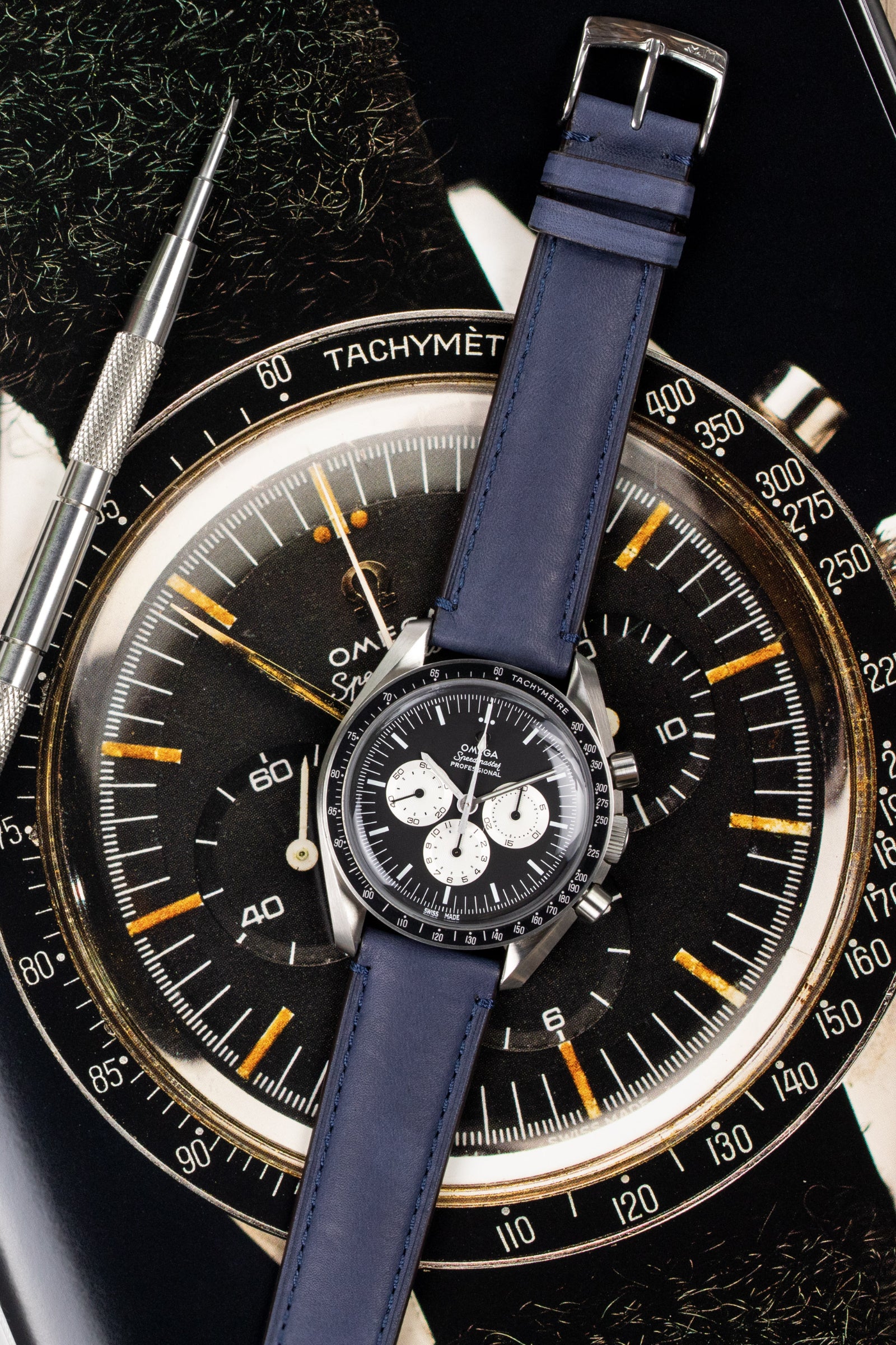 Morellato LEVY Vintage Calfskin Leather Watch Strap in BLUE - Image 2