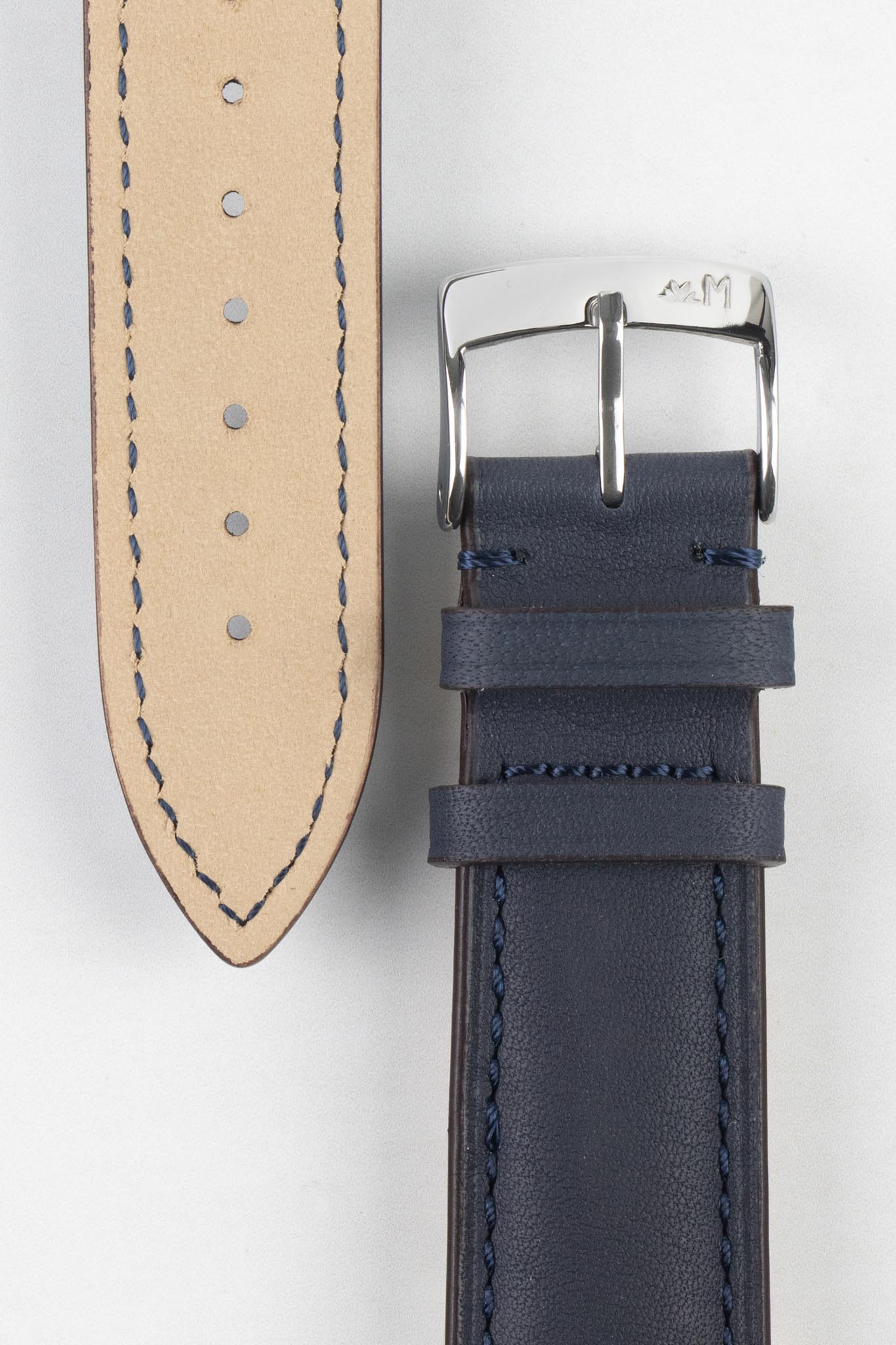 Morellato LEVY Vintage Calfskin Leather Watch Strap in BLUE - Image 3